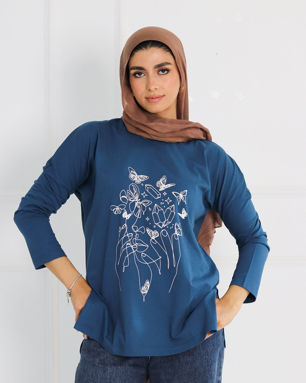 Blue Abstract face T-shirt