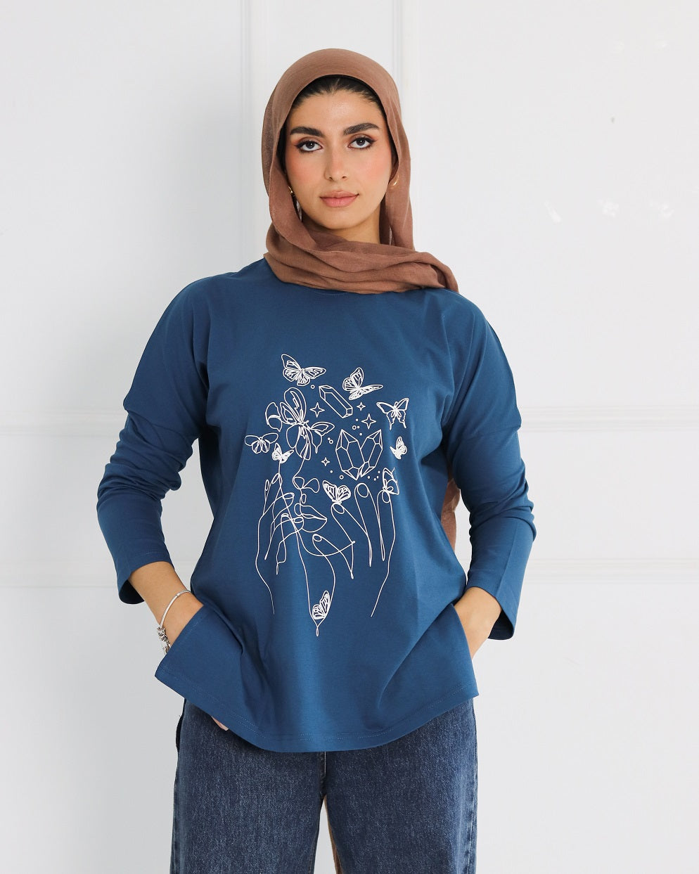 Blue Abstract face T-shirt