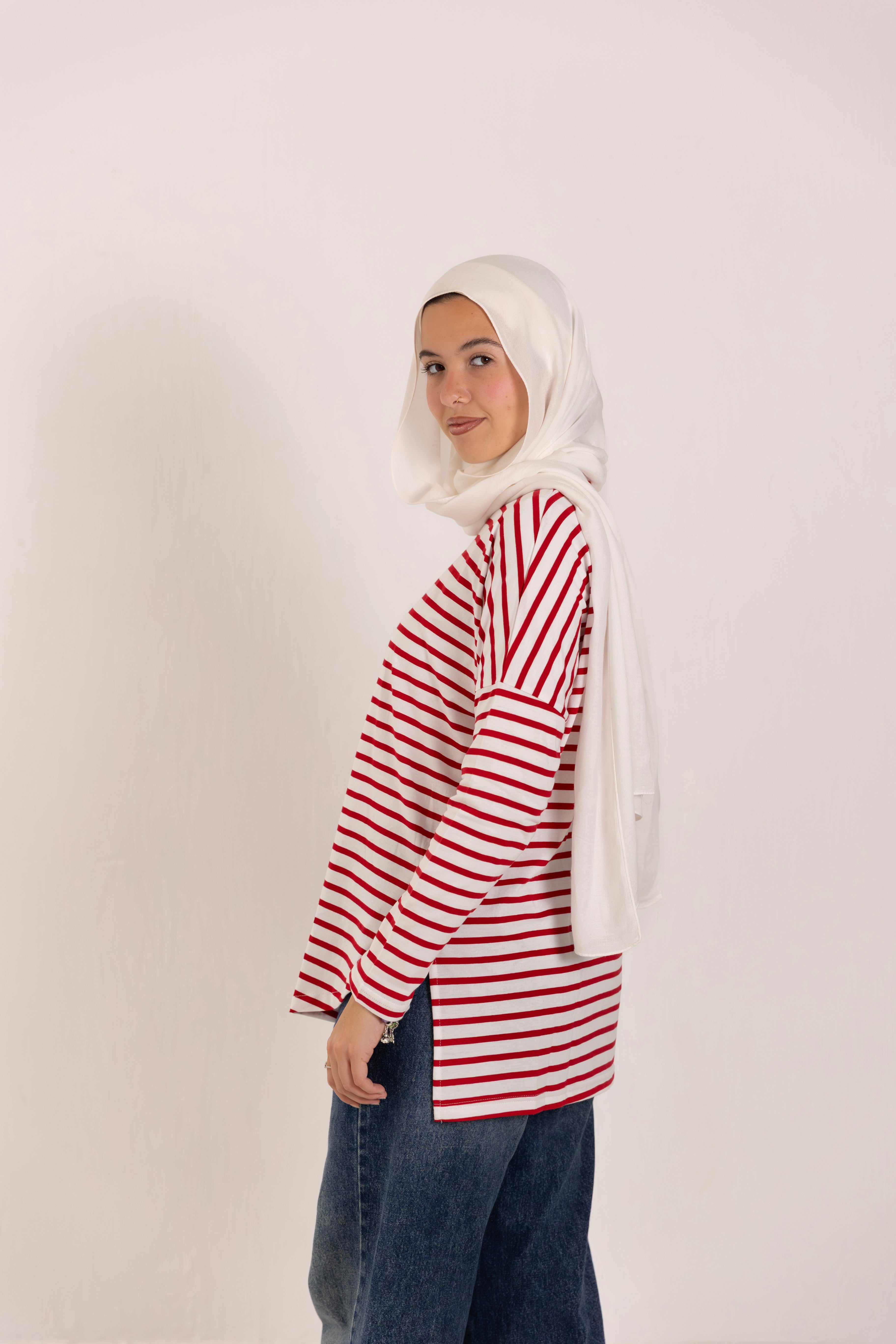 Curved Striped T-shirts_ Red
