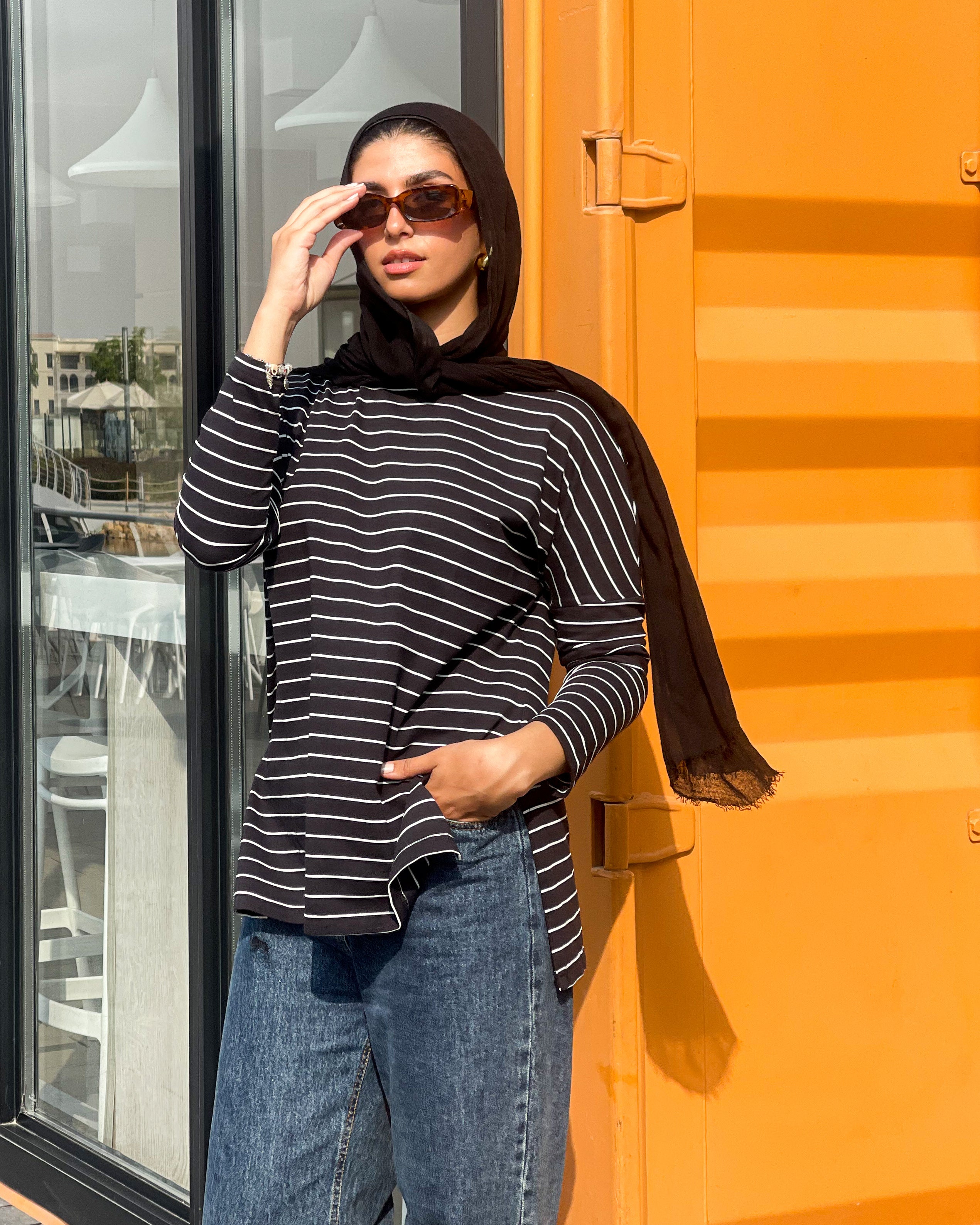Striped  T-shirt_ Black outlet