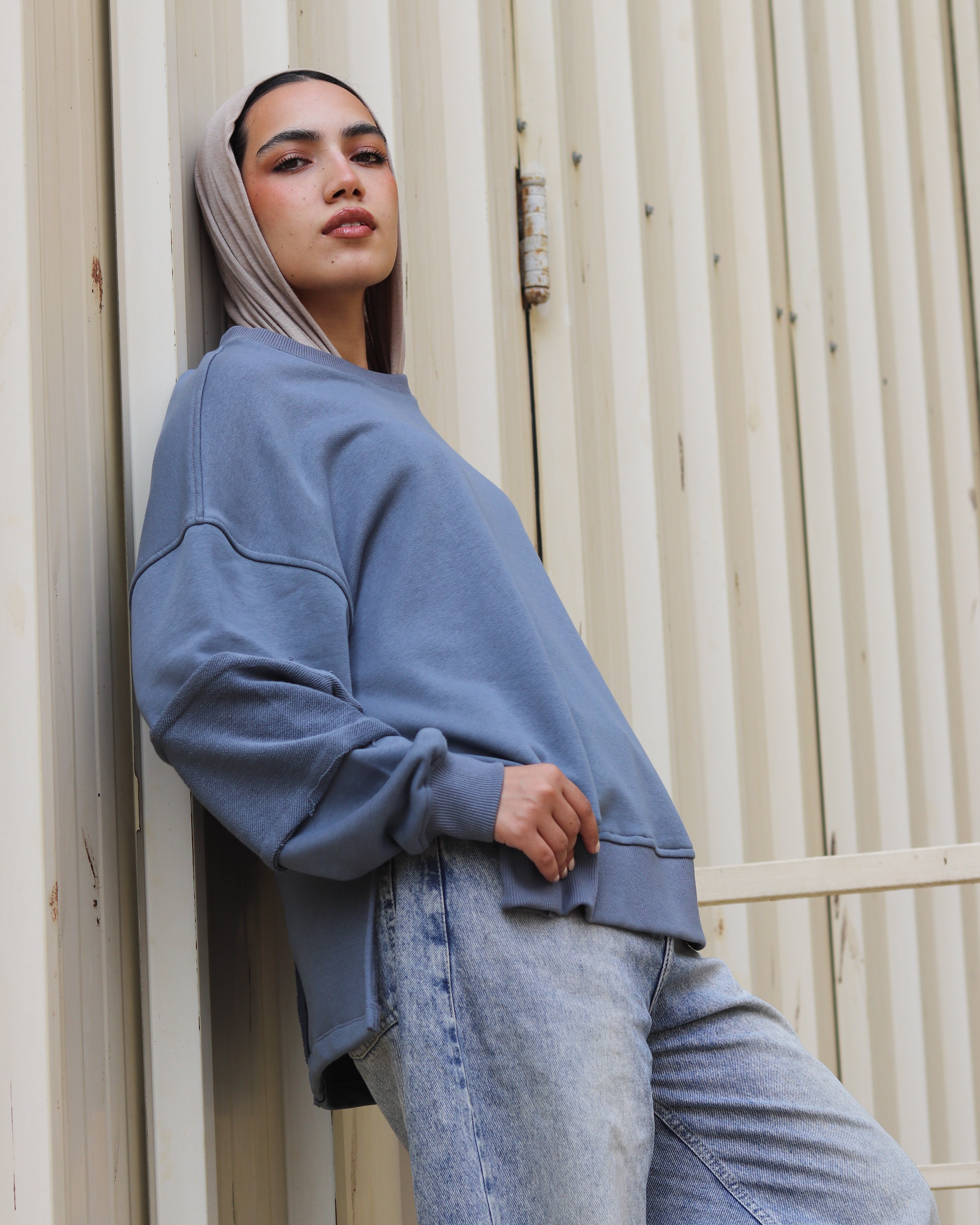 Sleeve Patch Sweatshirt - Steel
