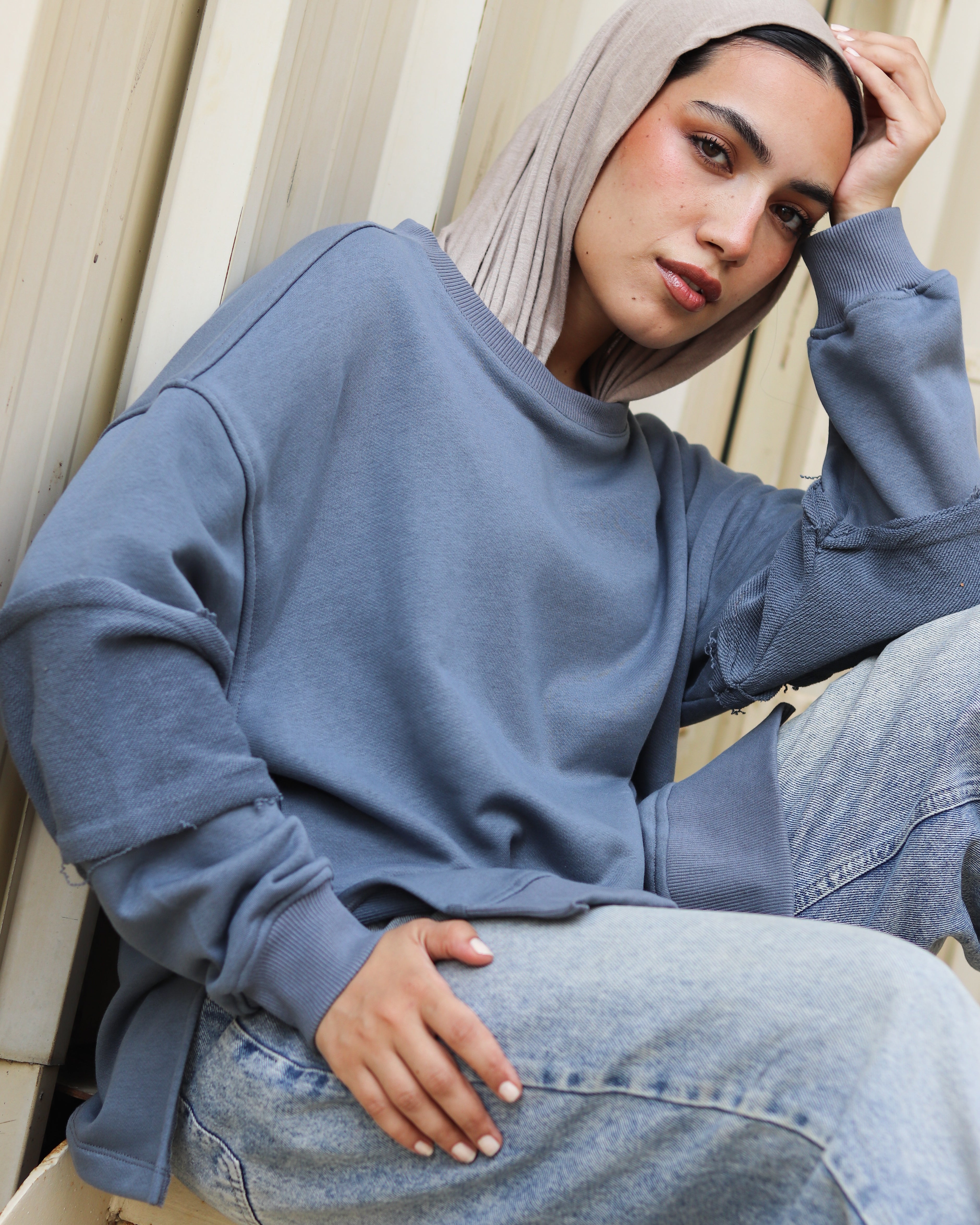 Sleeve Patch Sweatshirt - Steel