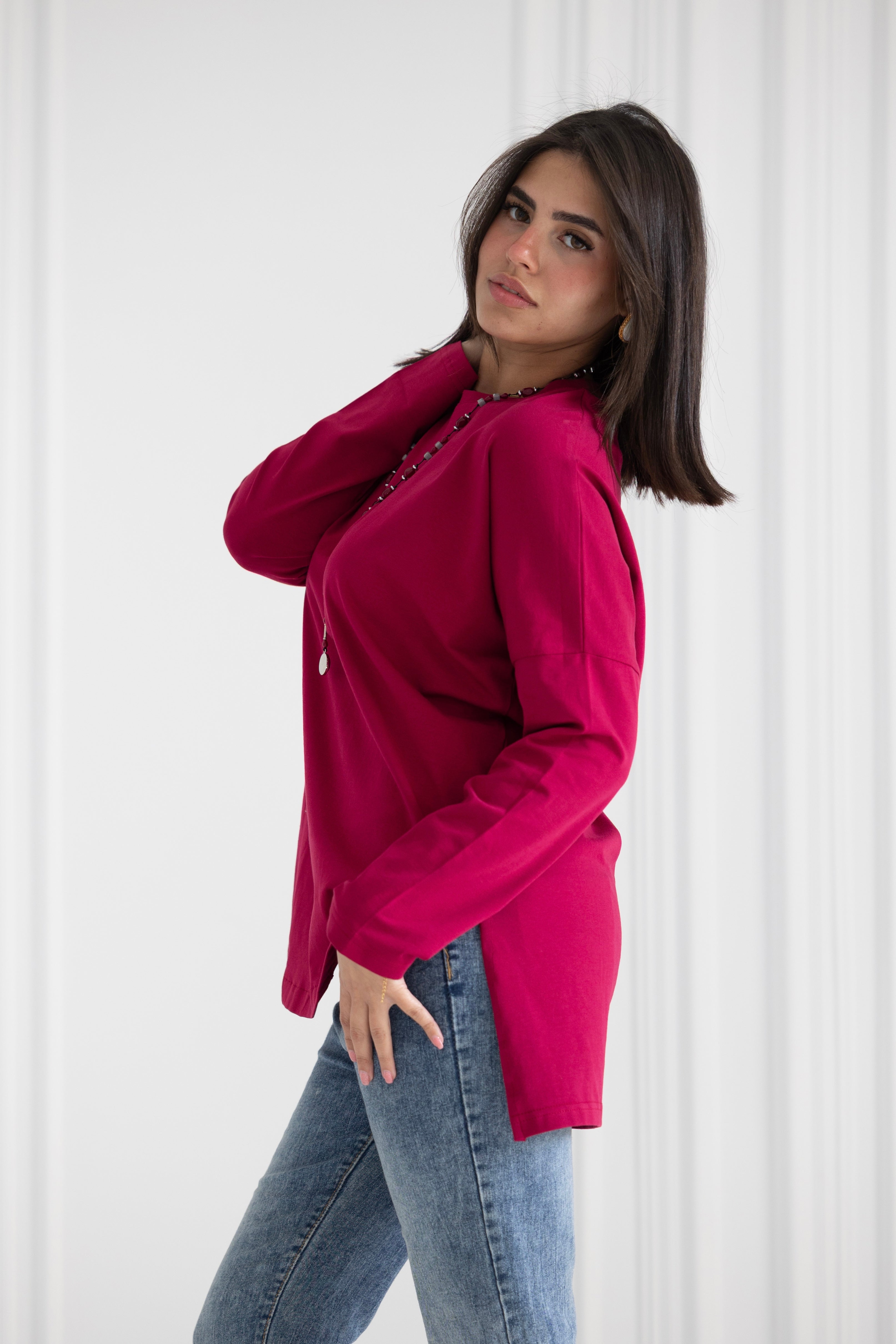 Premium cotton  T-shirts - maroon Curve