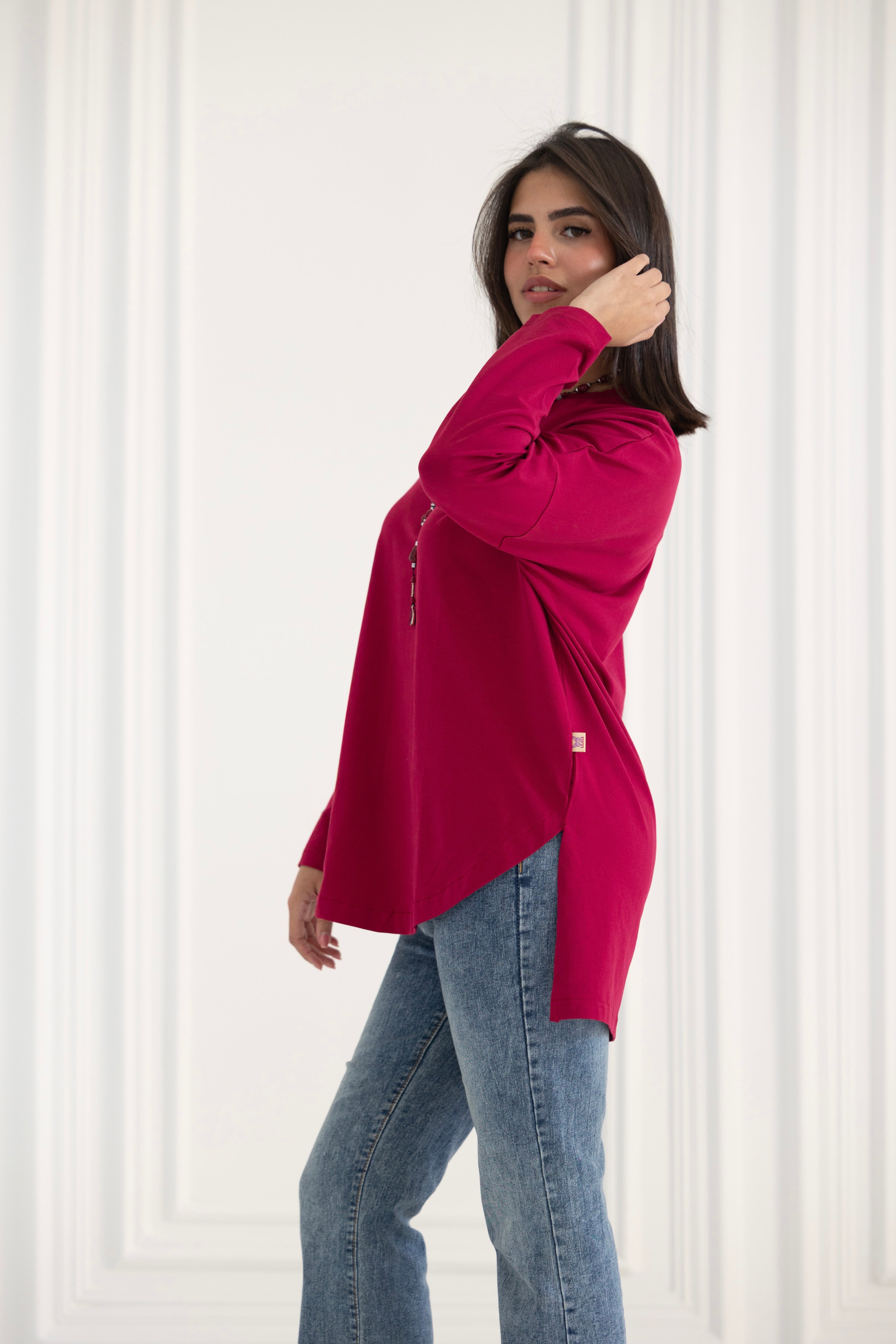 Premium cotton  T-shirts - maroon Curve
