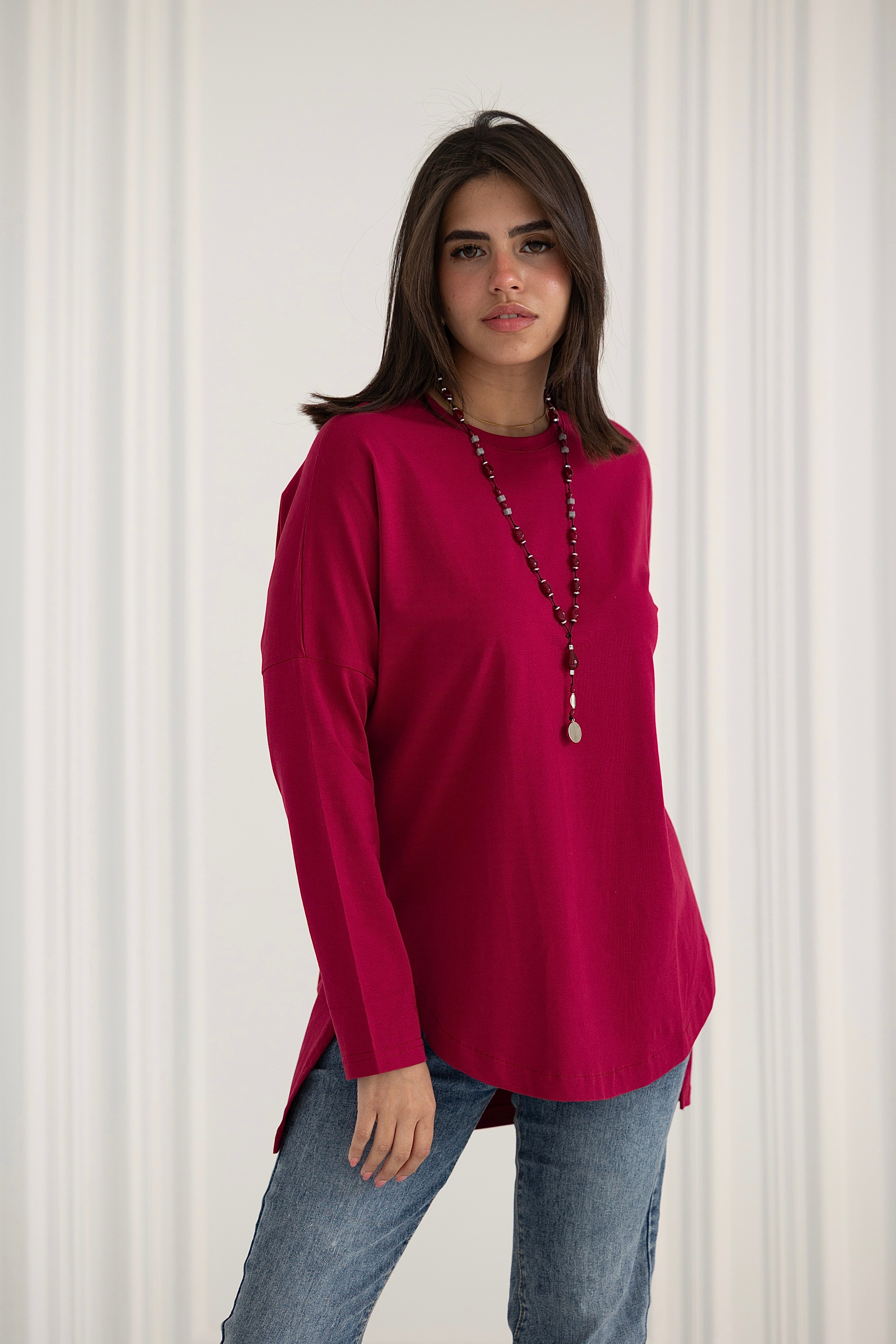 Premium cotton  T-shirts - maroon Curve