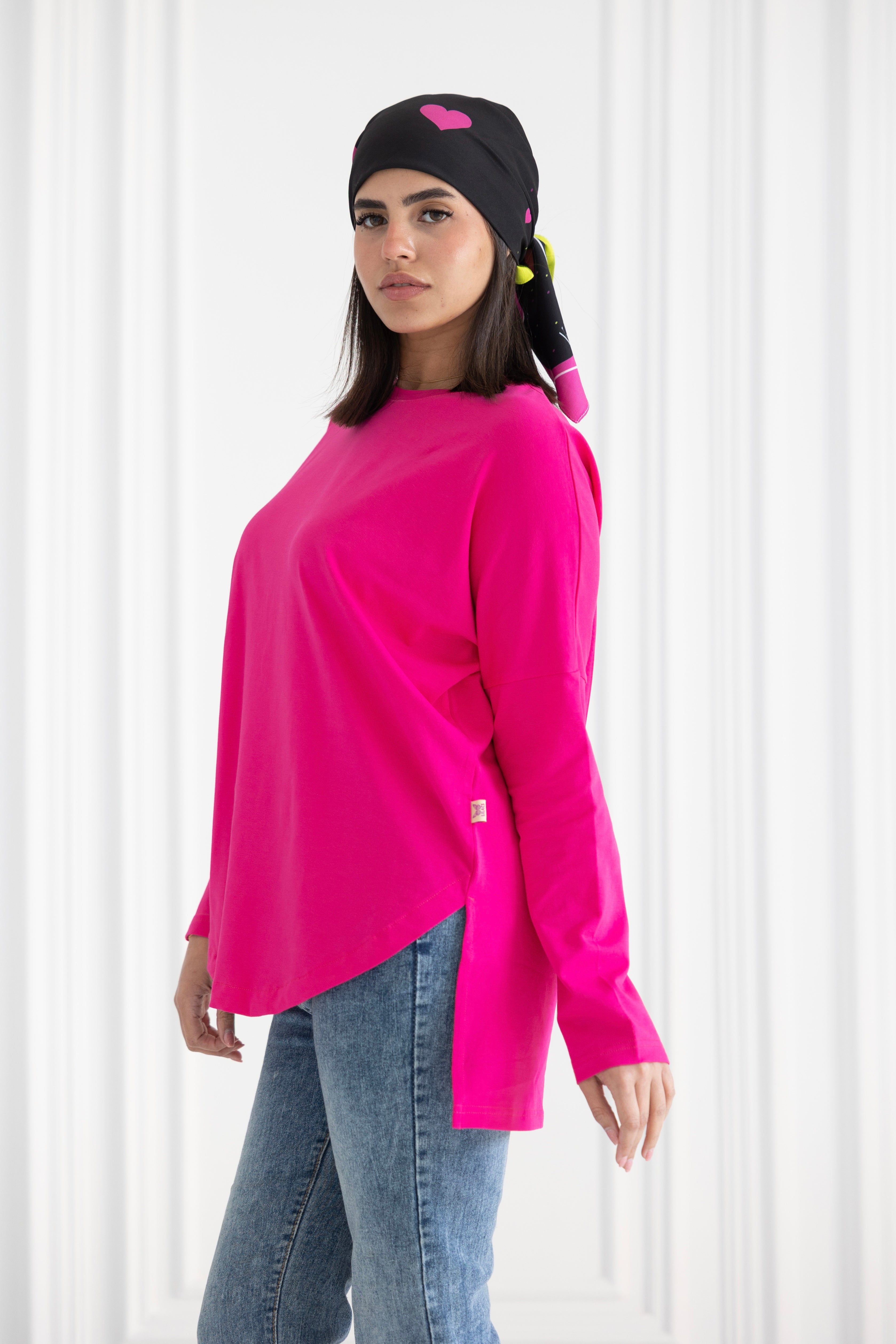 Premium cotton T-shirts - Hot Pink Curve