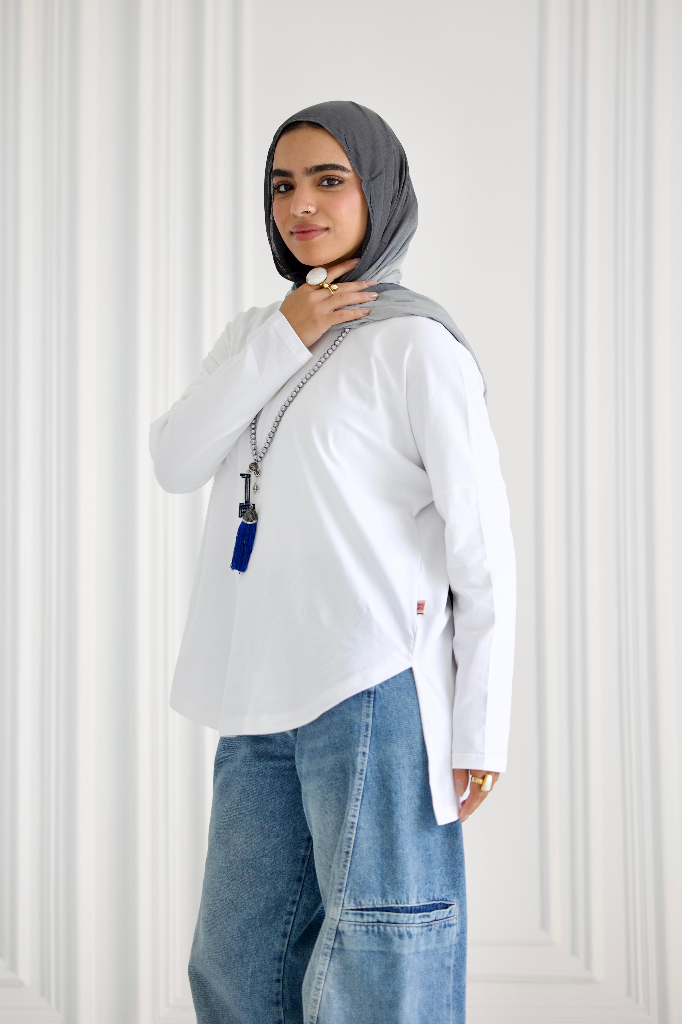 Premium cotton T-shirts - White Curve