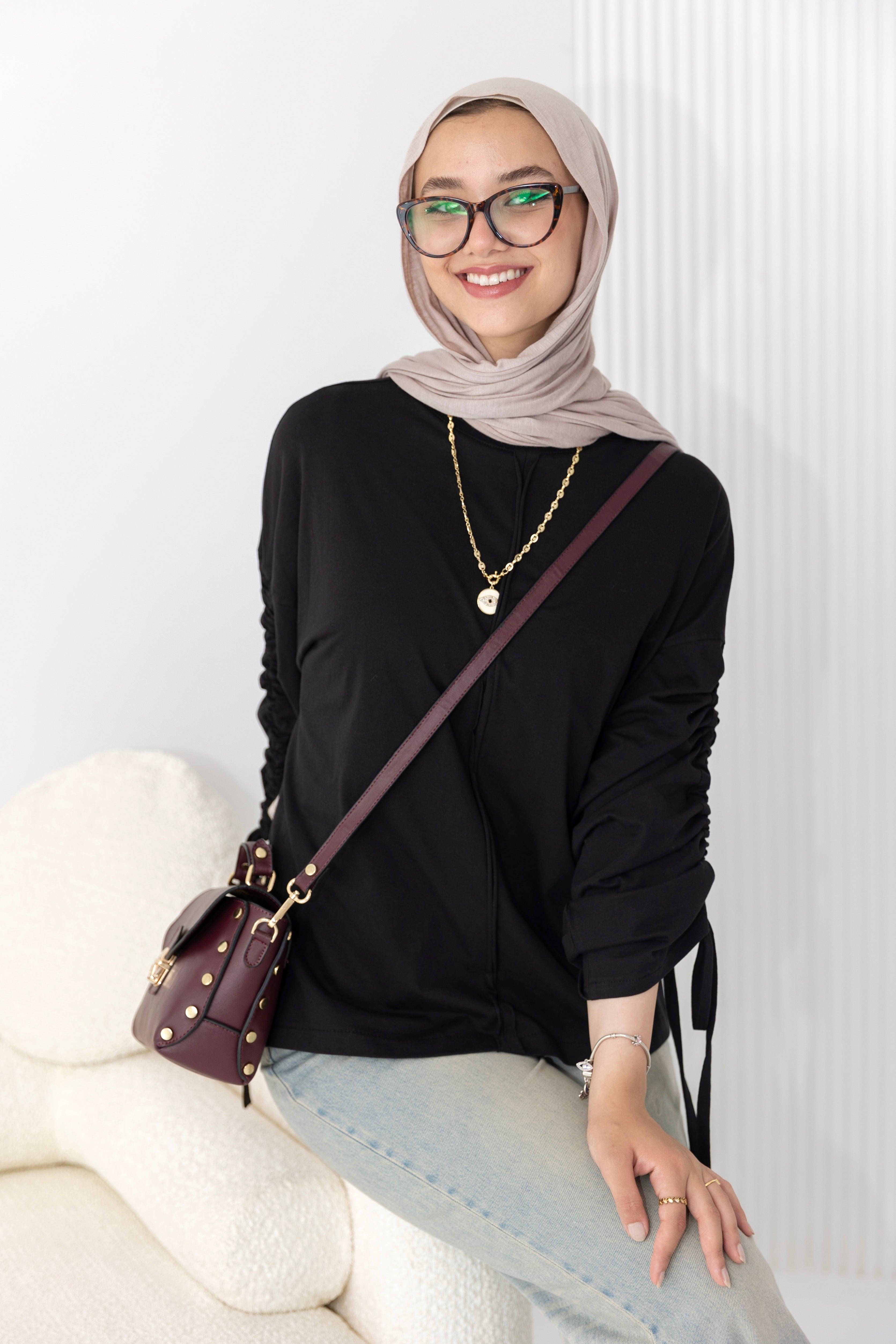 Graceful Ruffle T-shirt black
