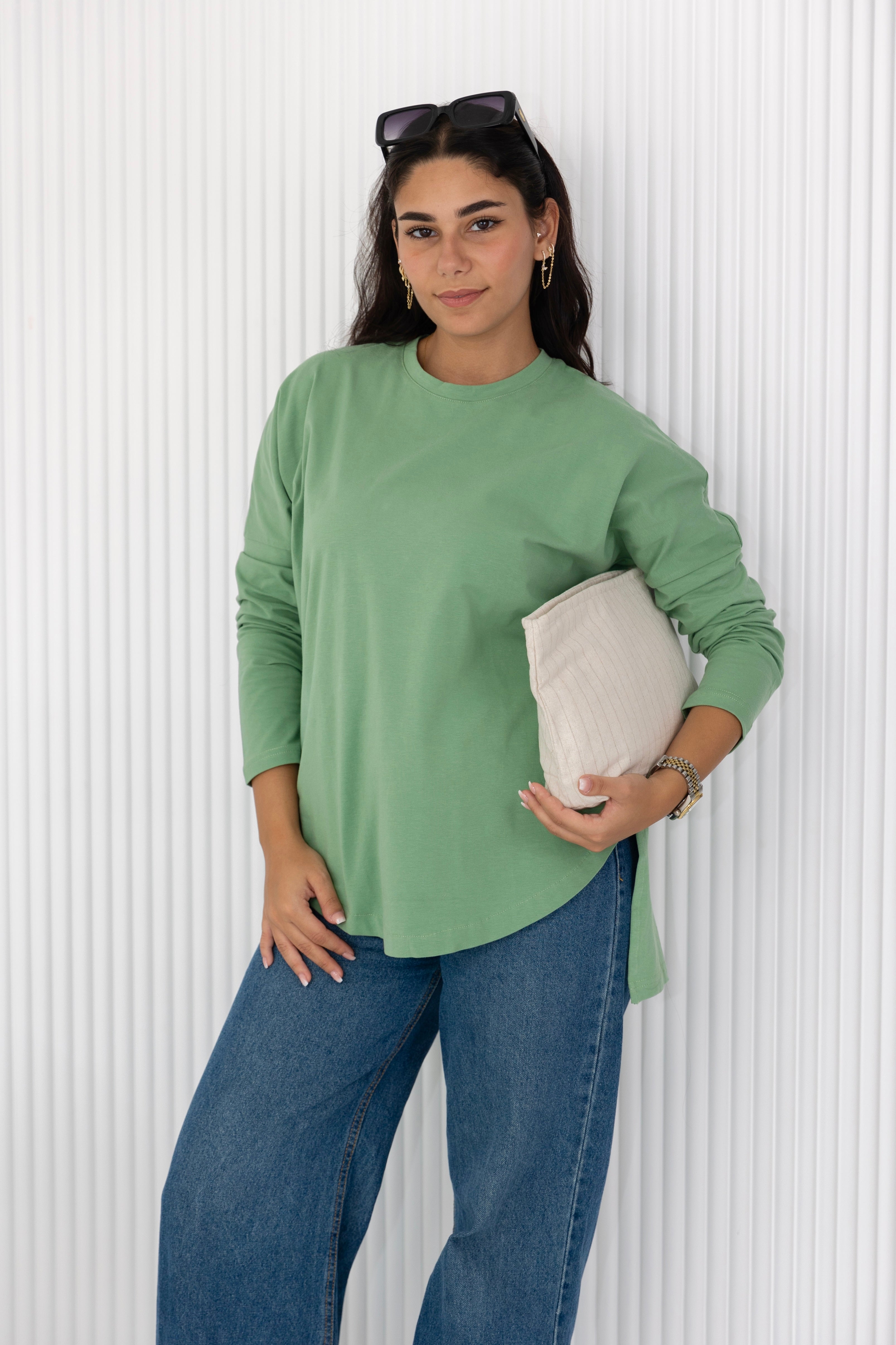 Premium cotton T-shirts -  matcha  Curve