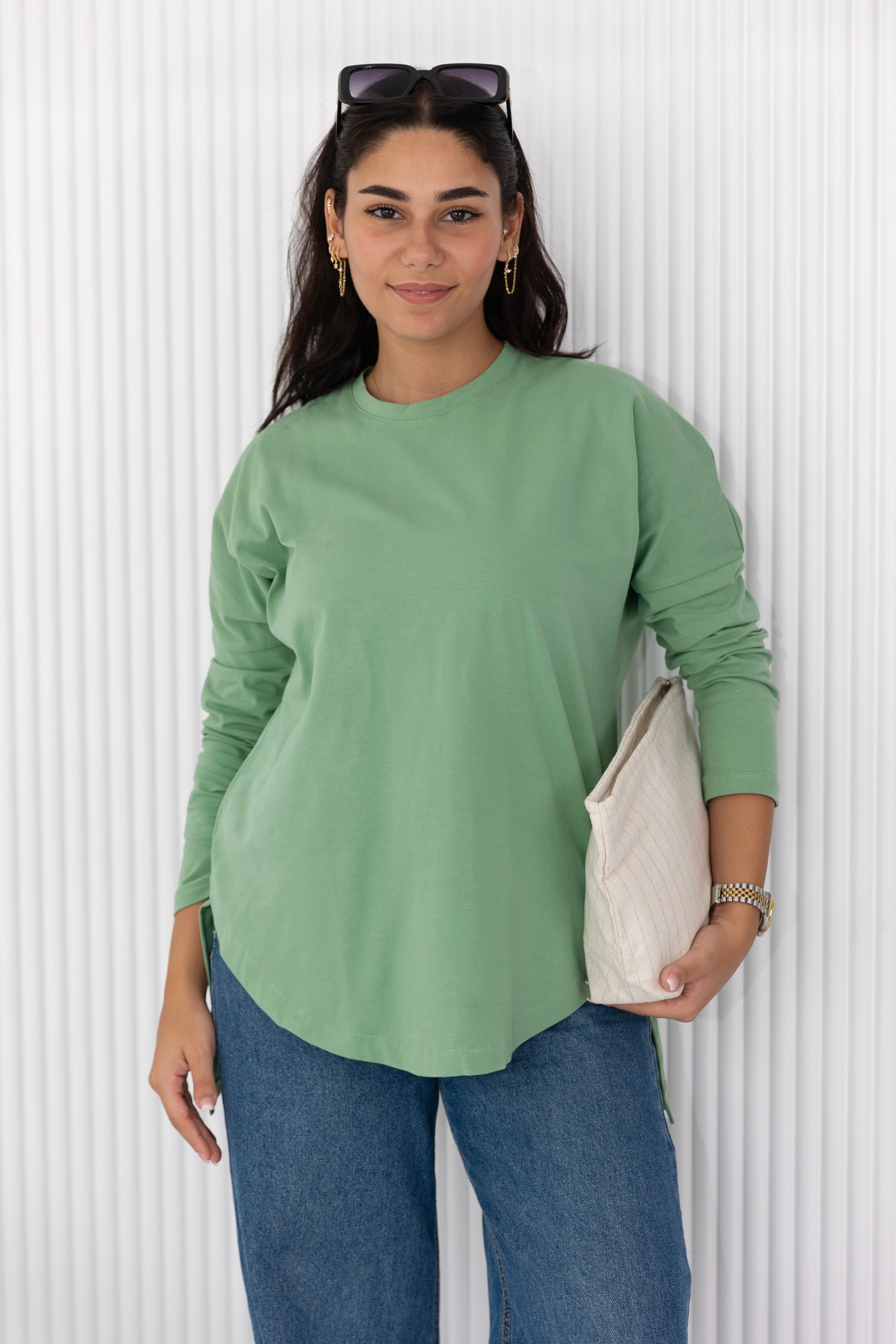 Premium cotton T-shirts -  matcha  Curve