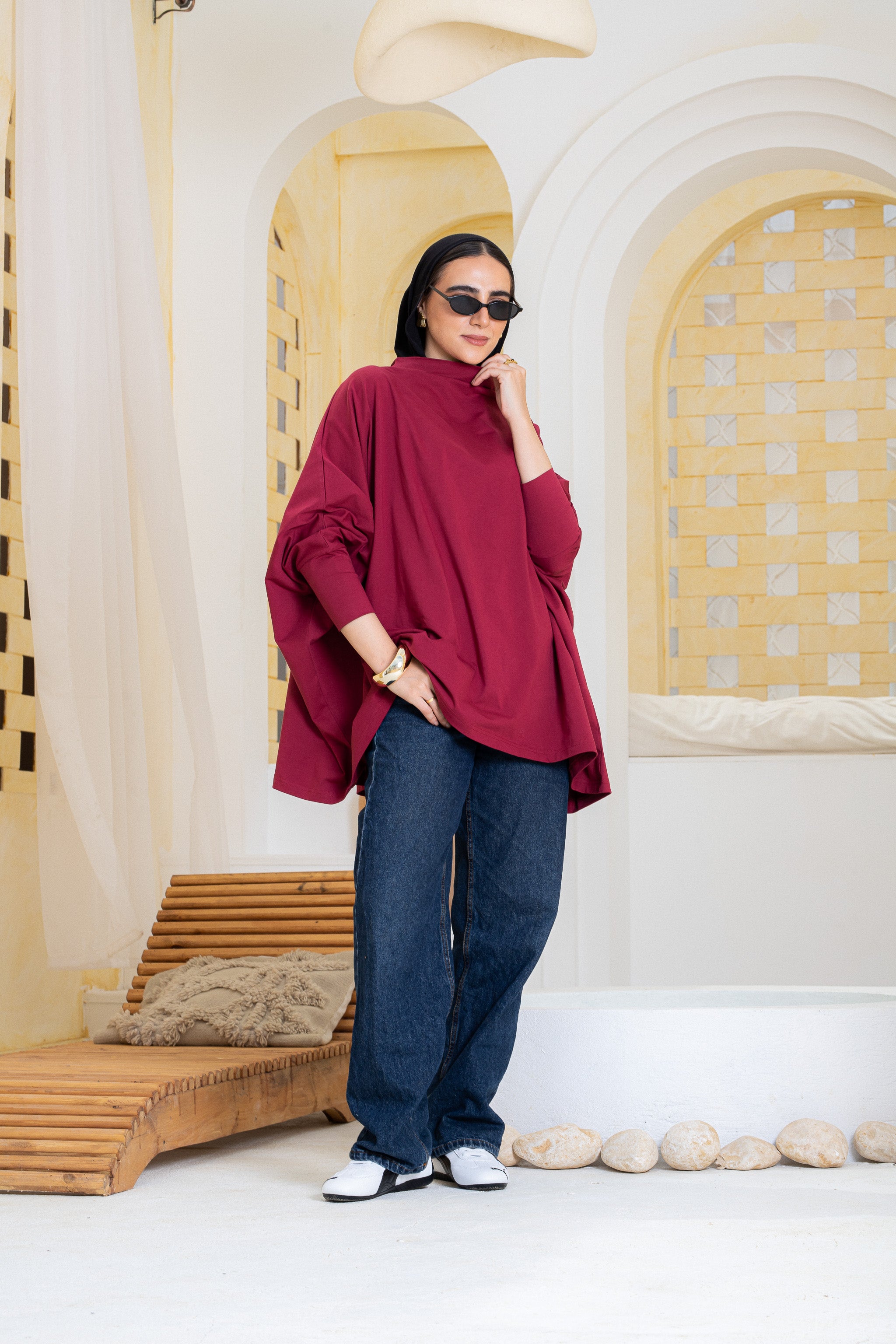 Timeless Oversized Tee -maroon