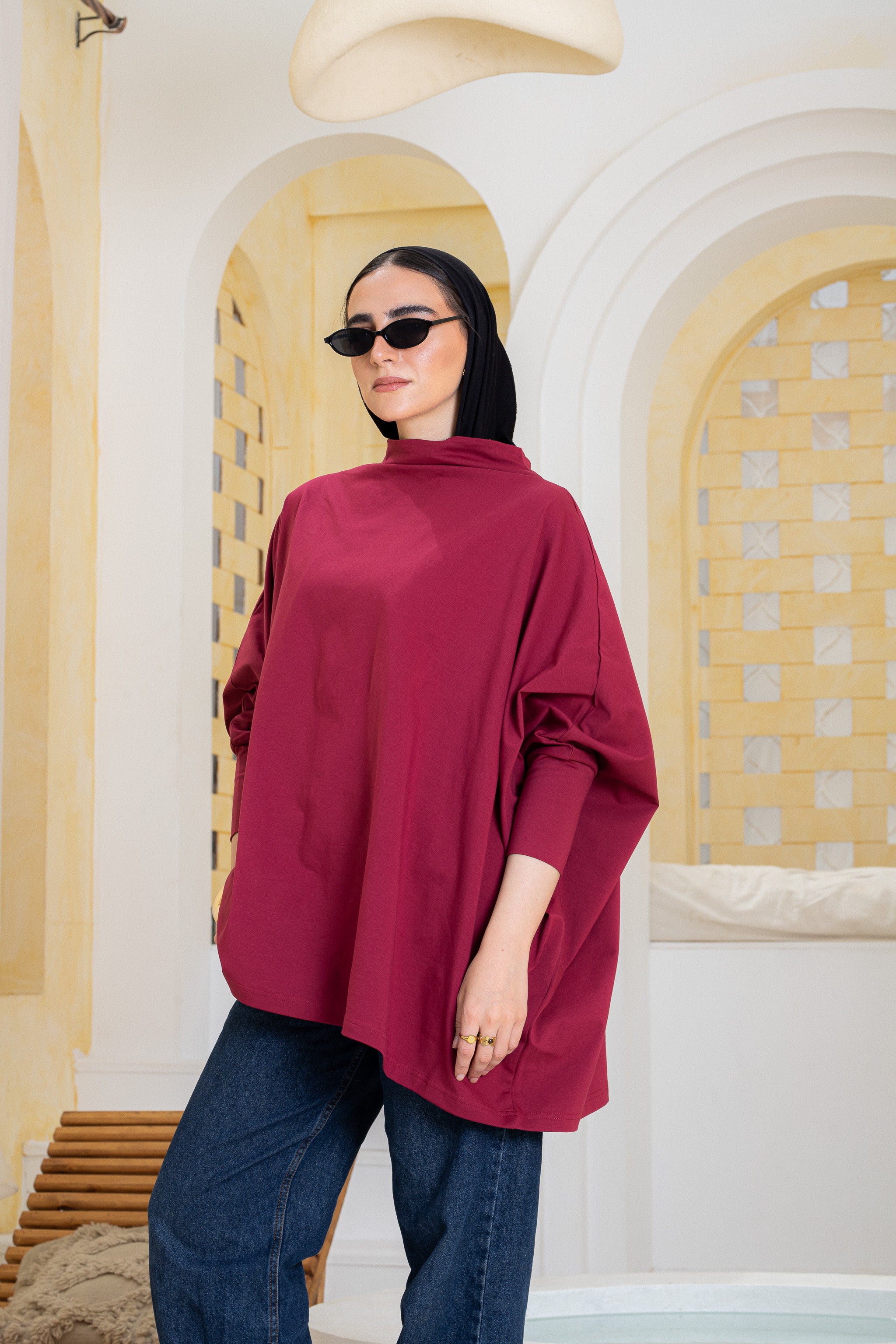 Timeless Oversized Tee -maroon