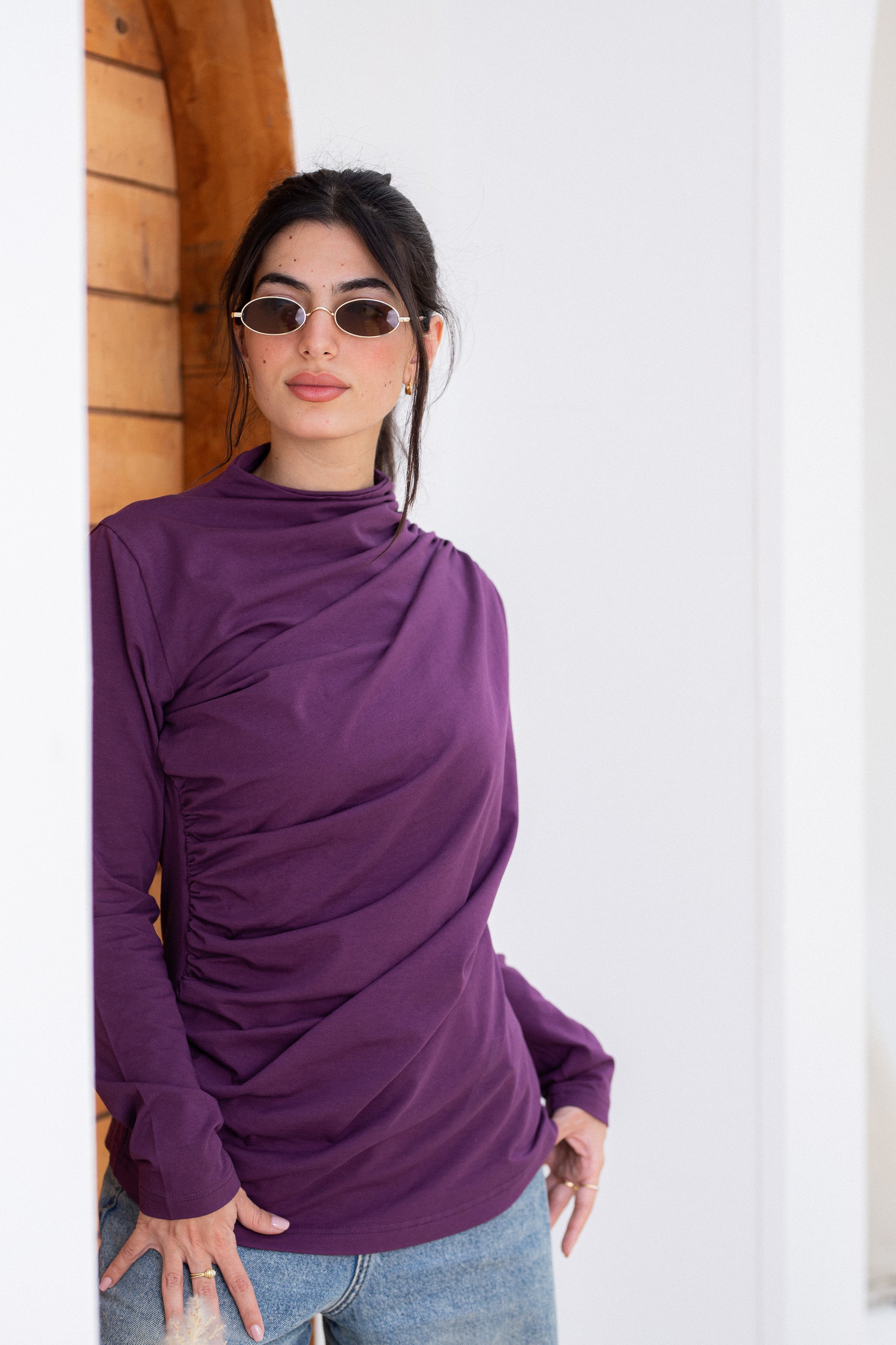 draping tee-Indigo