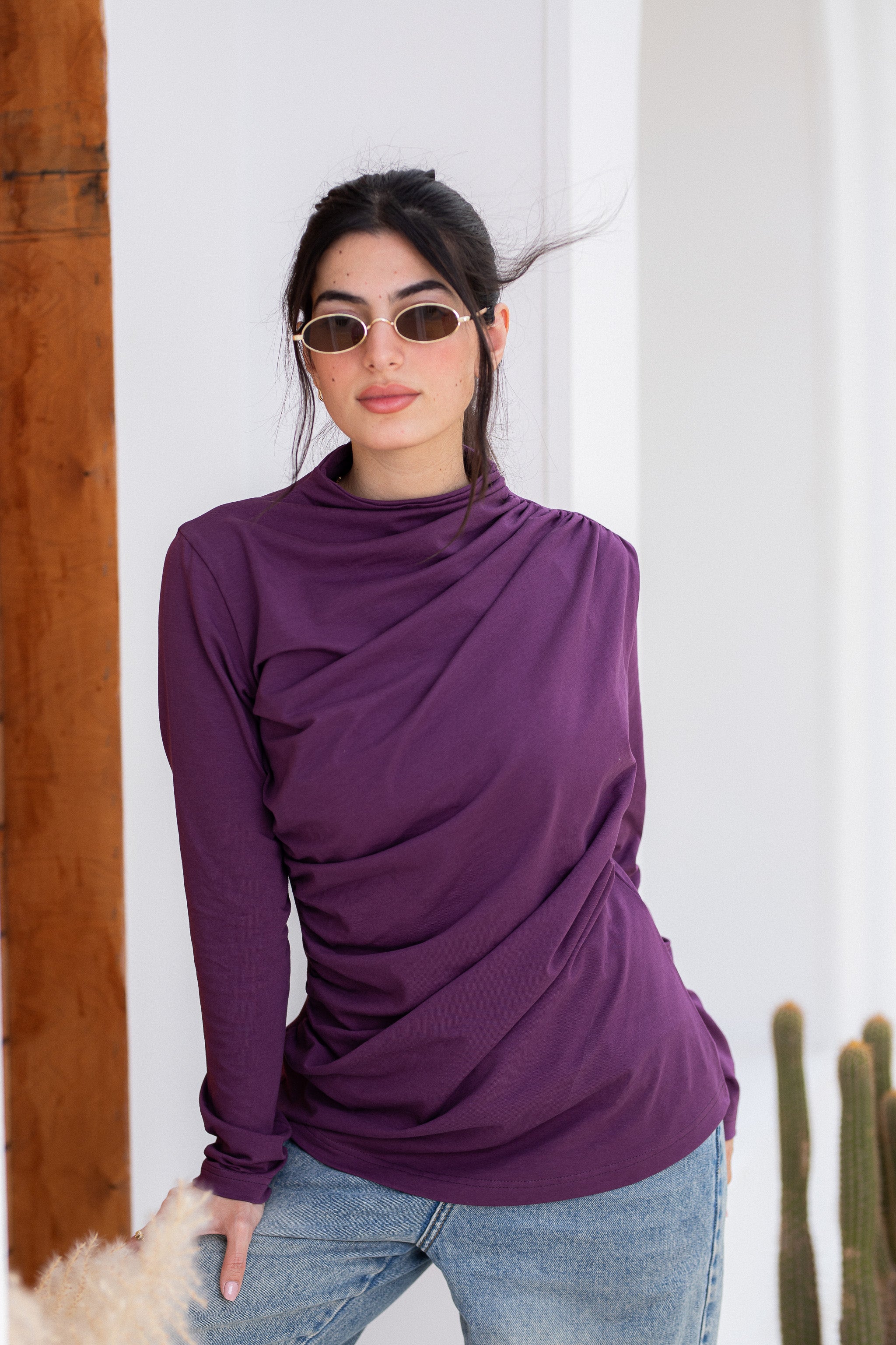 draping tee-Indigo