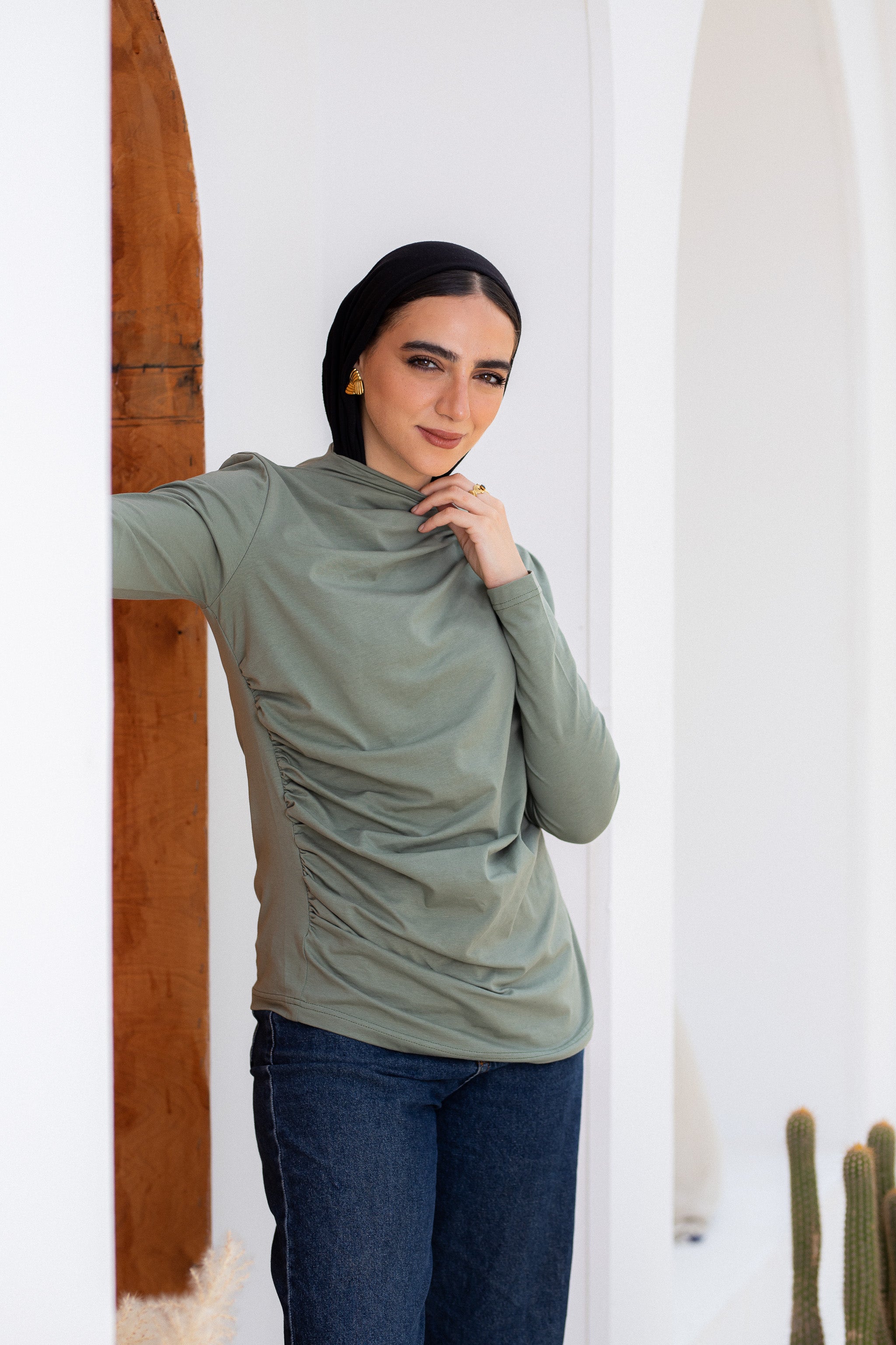 draping tee-saga green