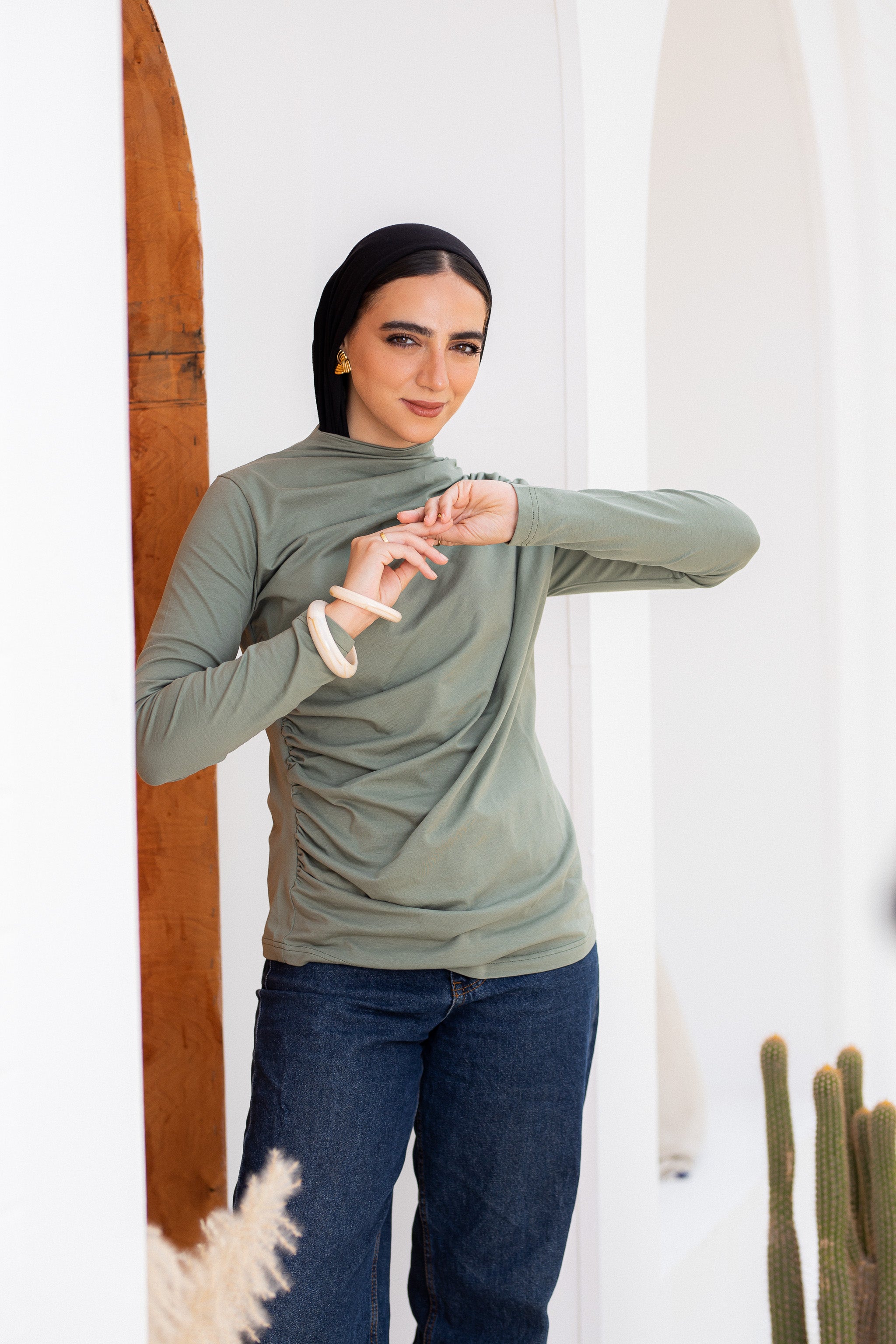 draping tee-saga green