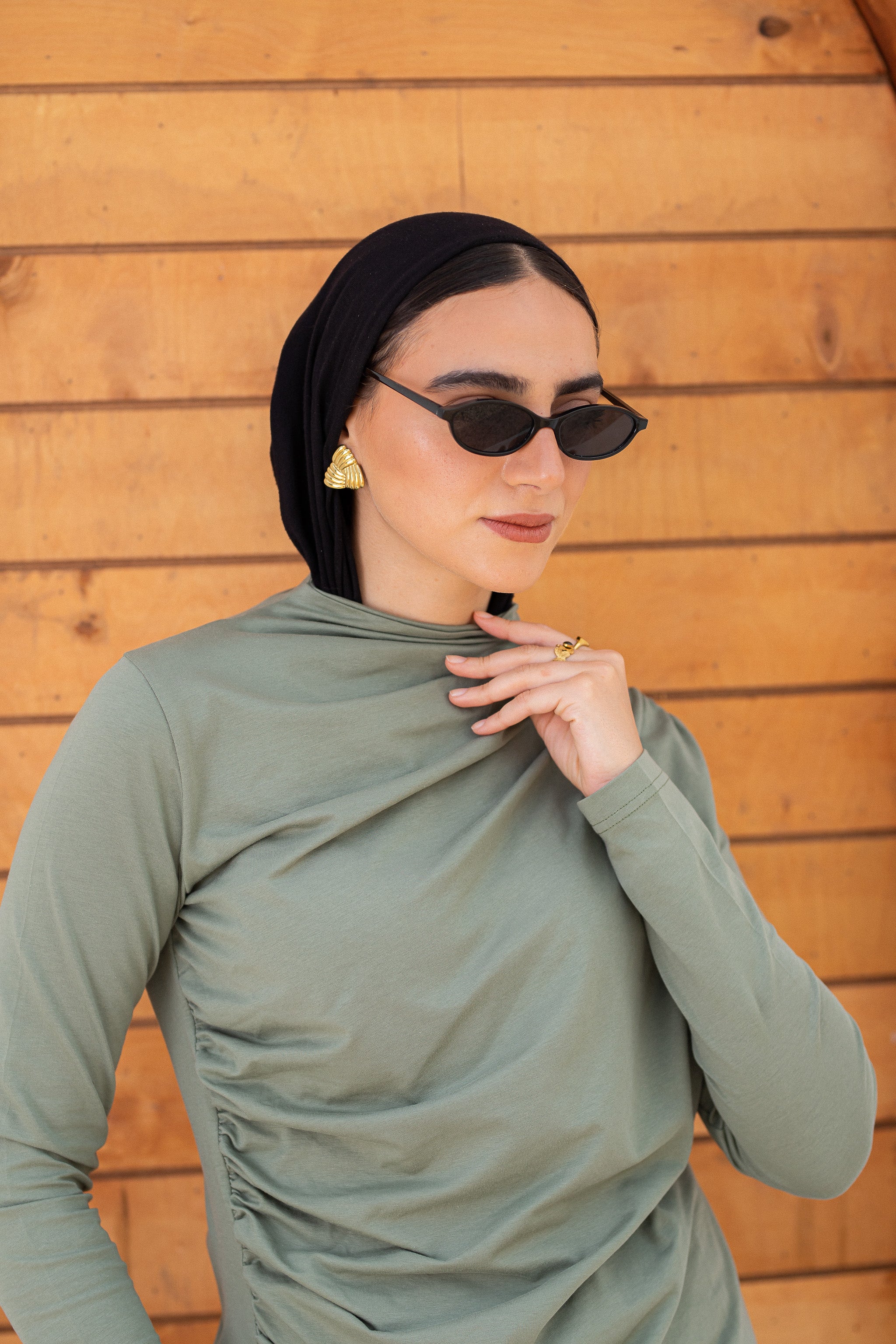 draping tee-saga green