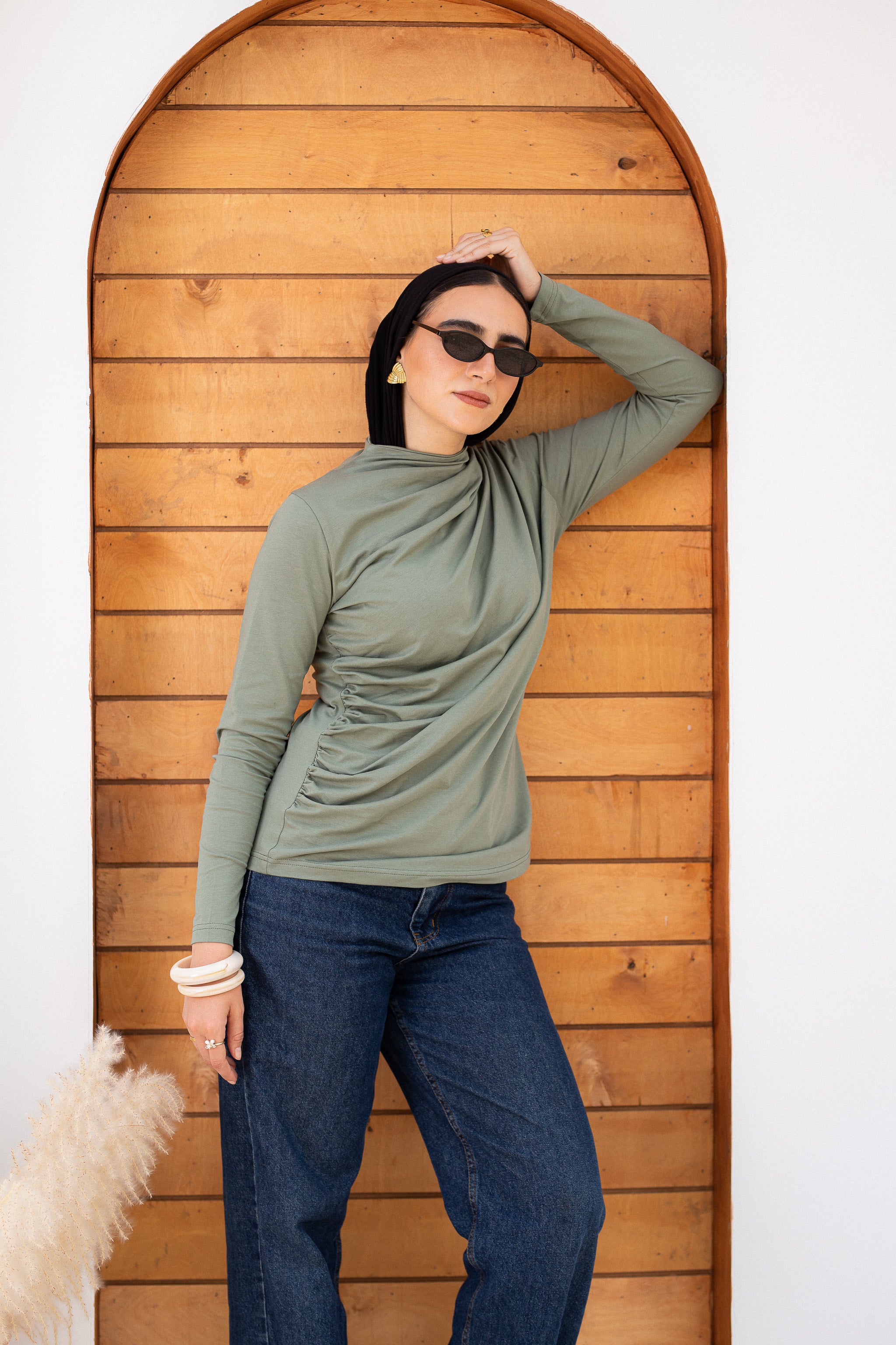 draping tee-saga green