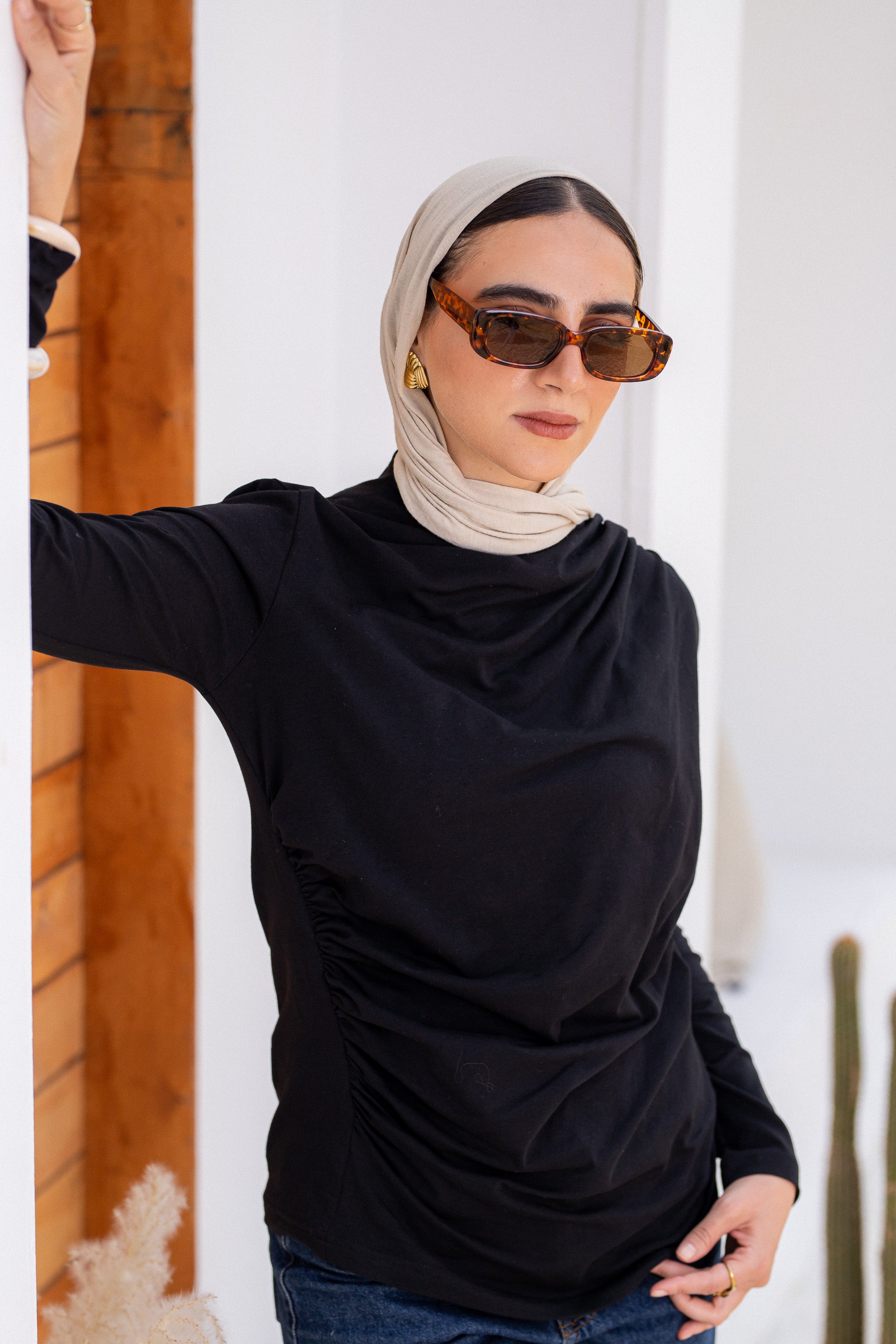draping tee-Black