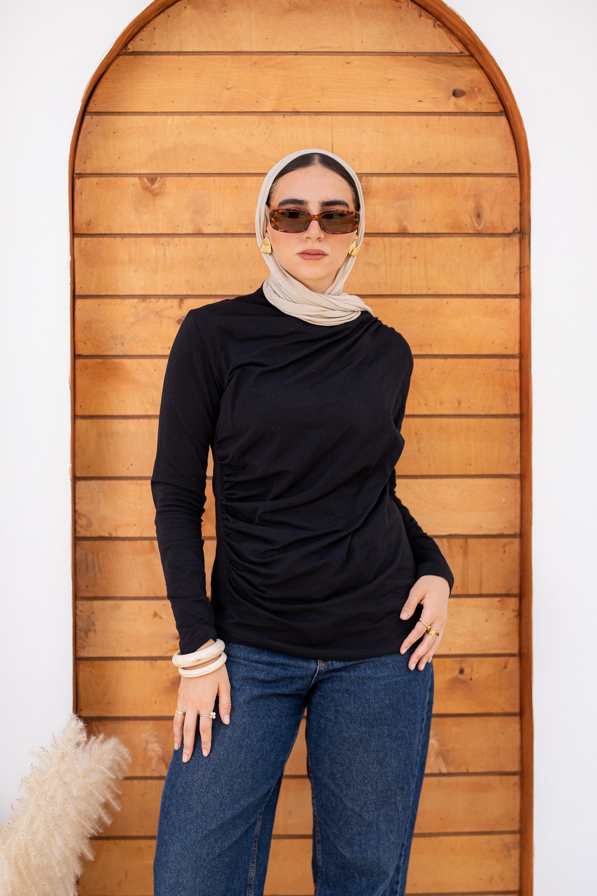 draping tee-Black