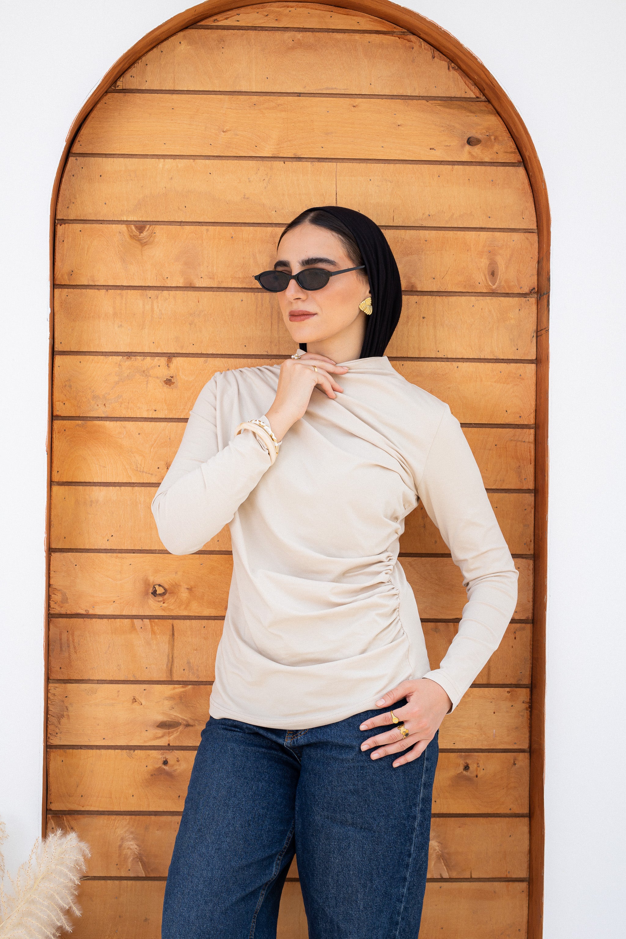 draping tee-Bisque