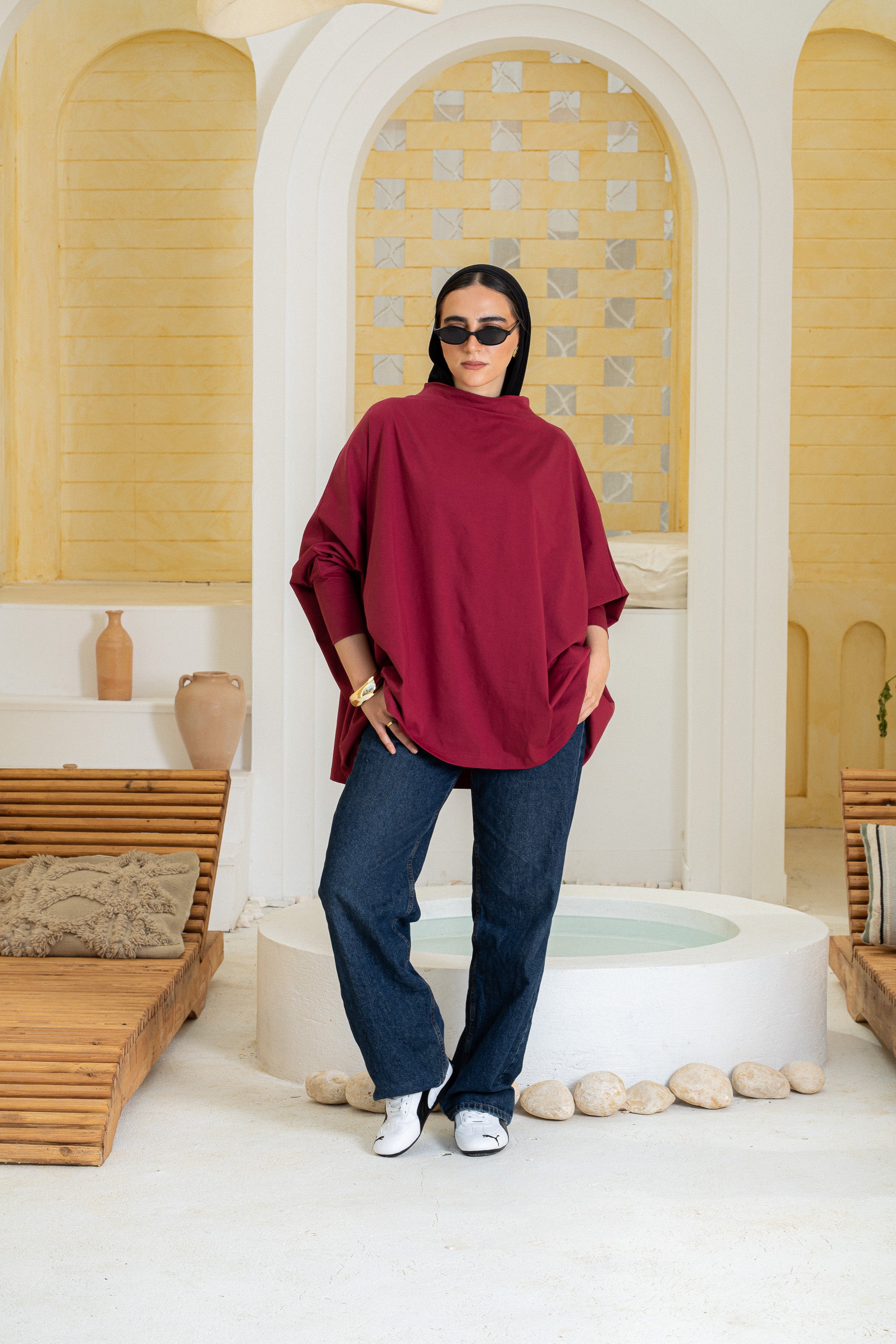 Timeless Oversized Tee -maroon