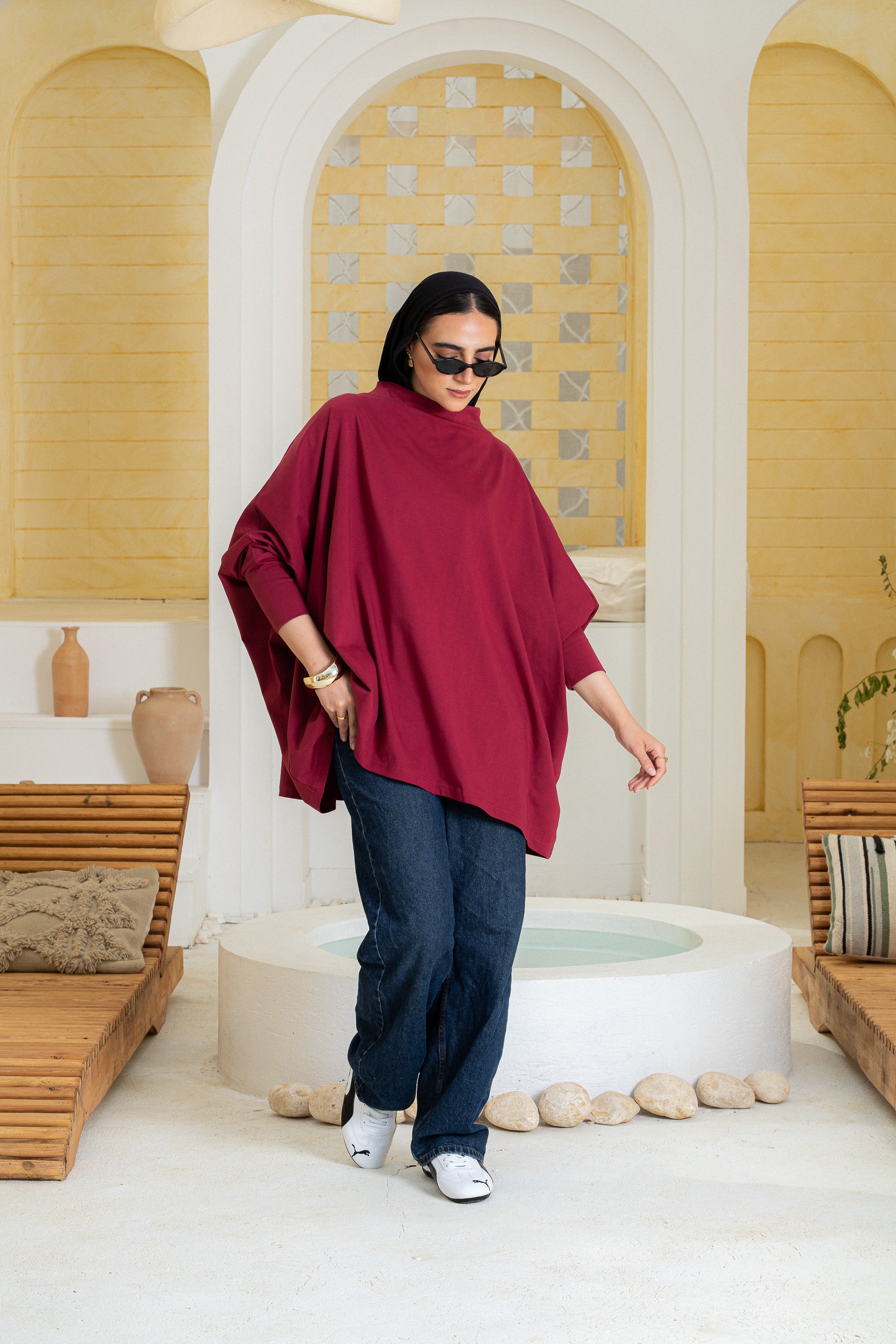 Timeless Oversized Tee -maroon