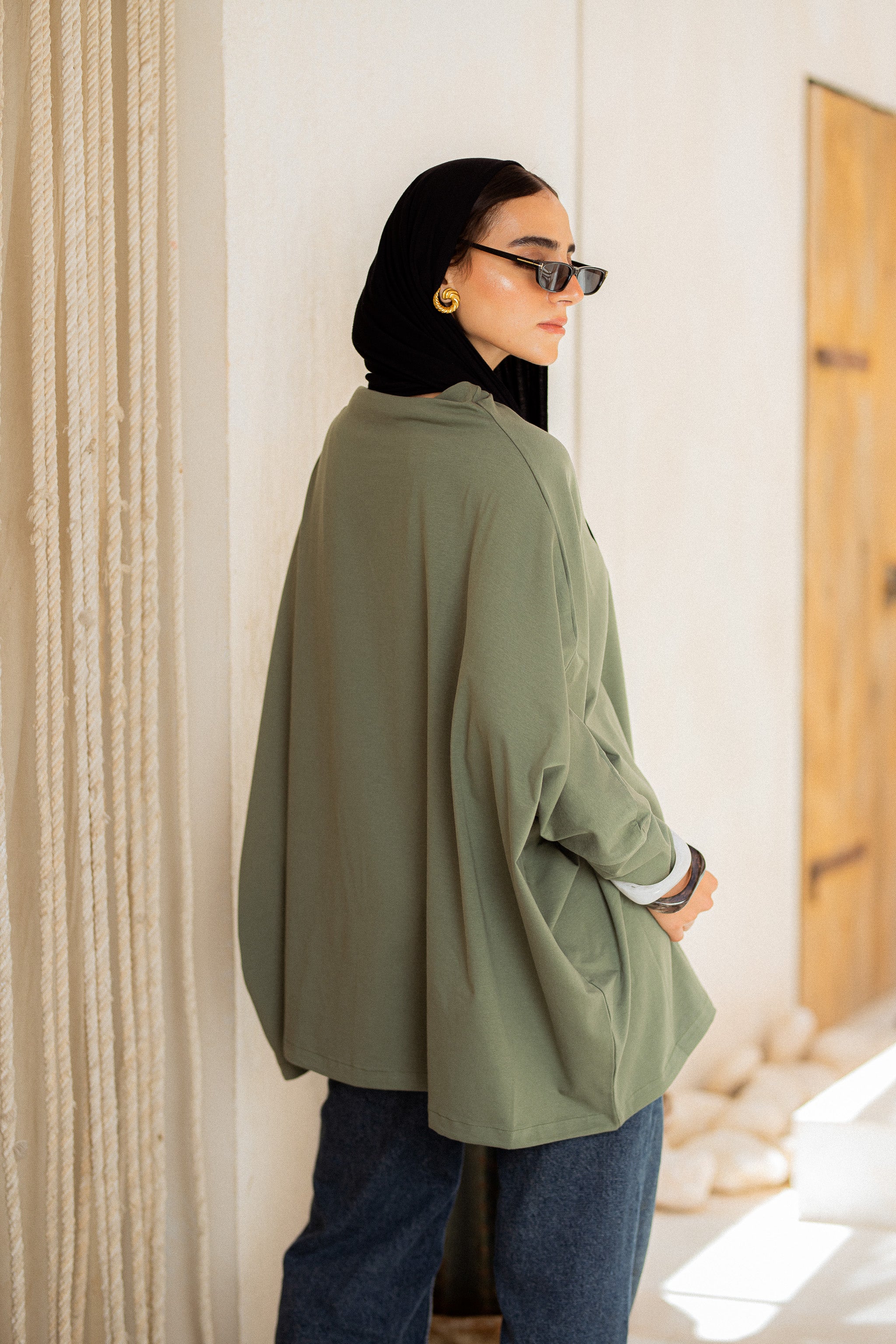 Timeless Oversized Tee -saga green
