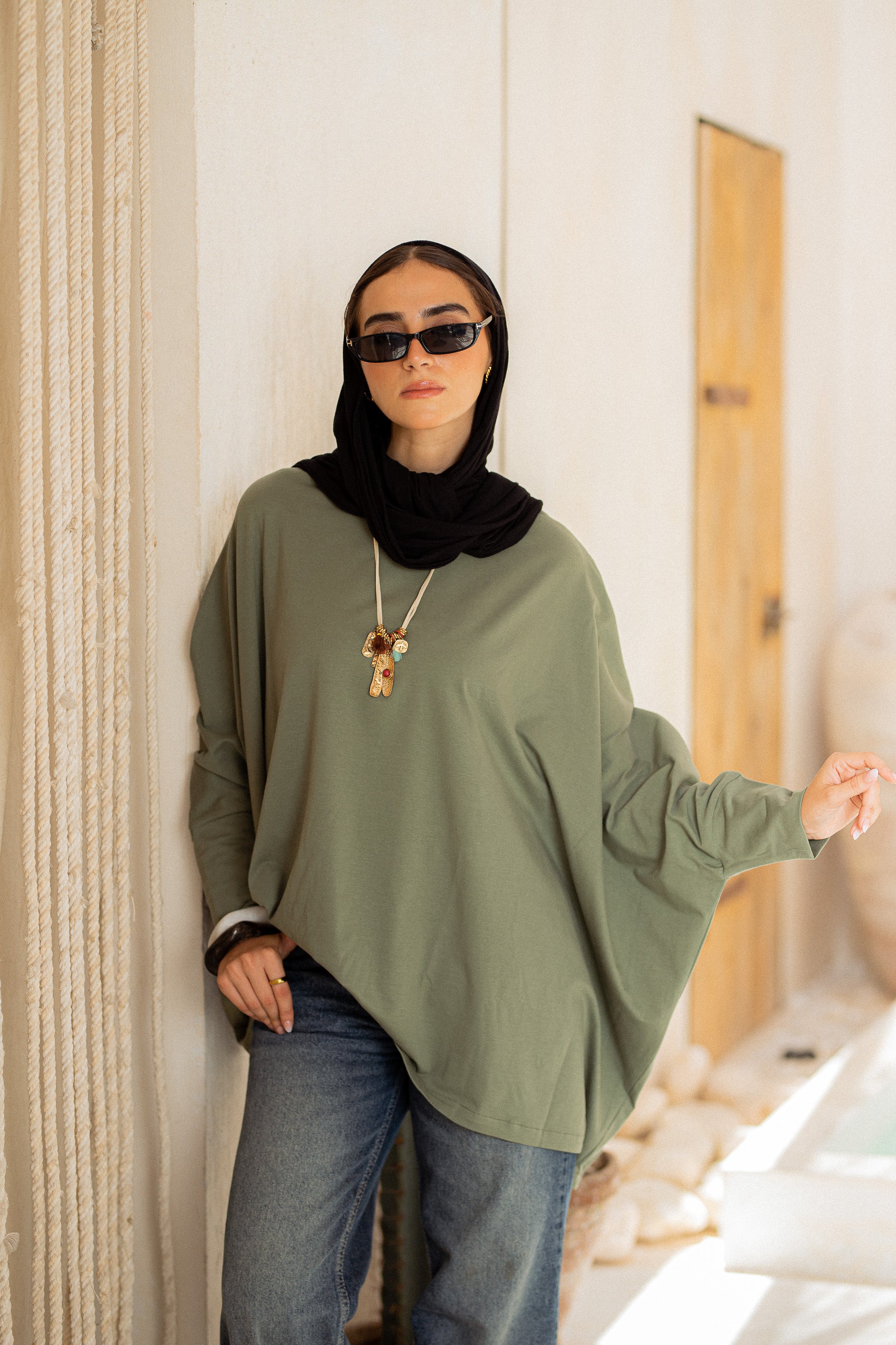 Timeless Oversized Tee -saga green