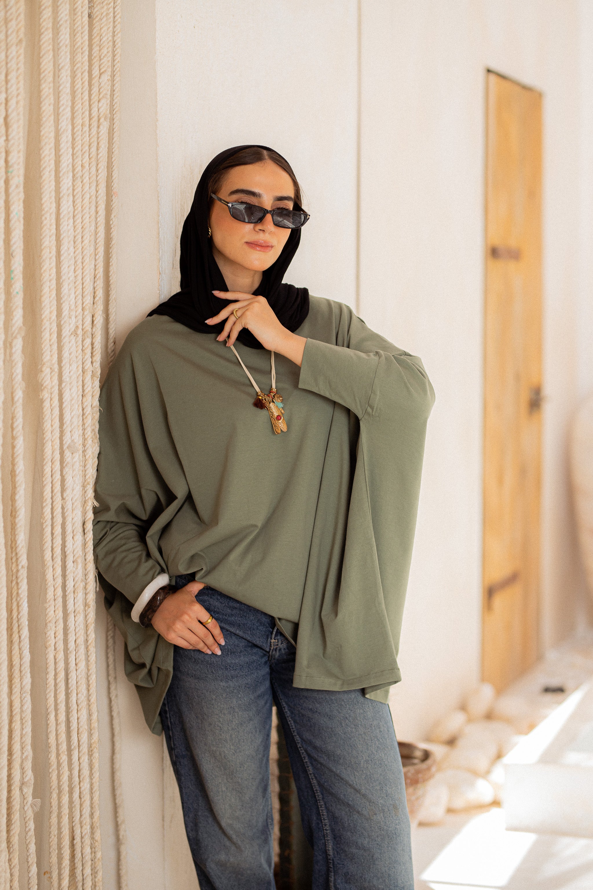 Timeless Oversized Tee -saga green