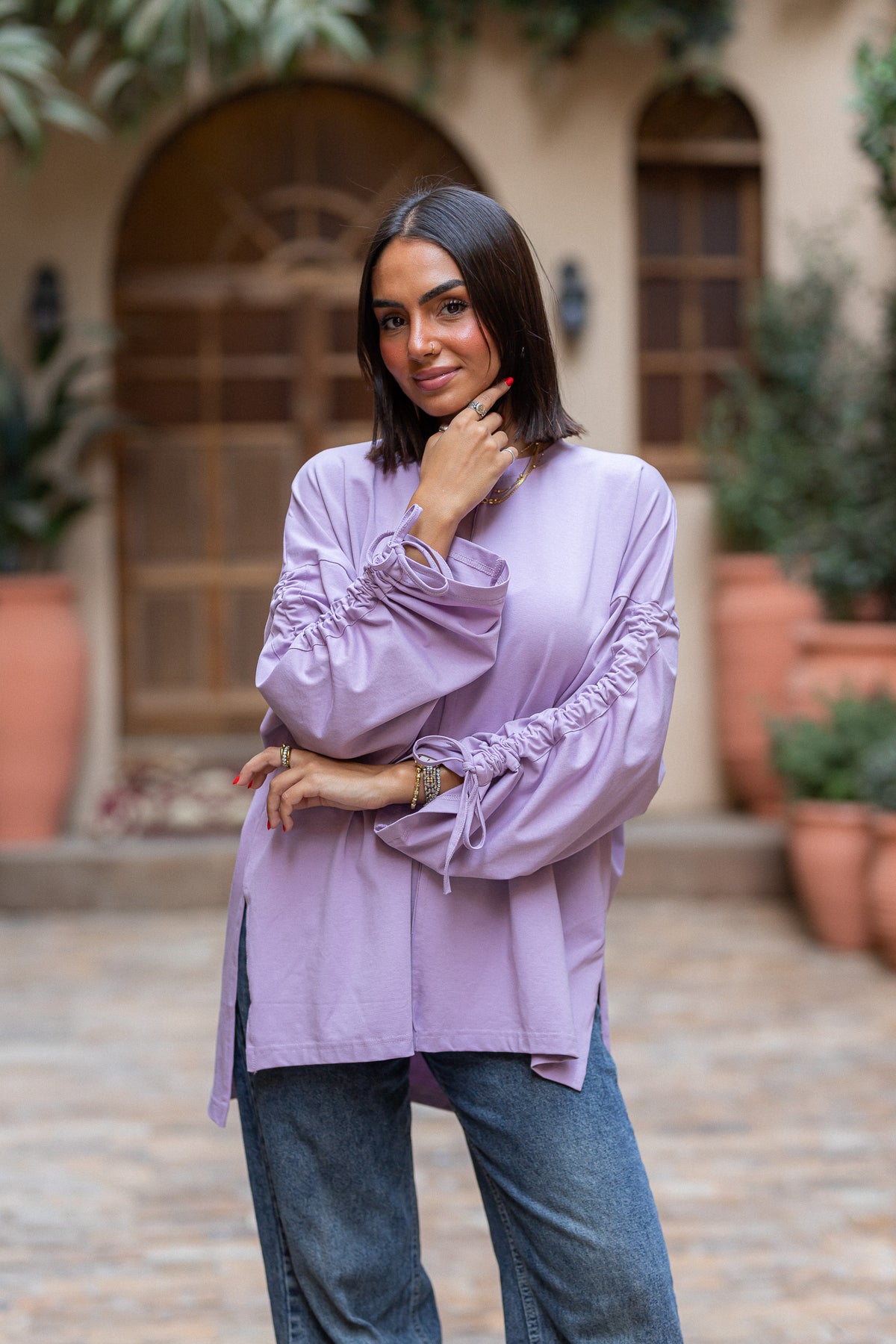Graceful Ruffle T-shirt lilac