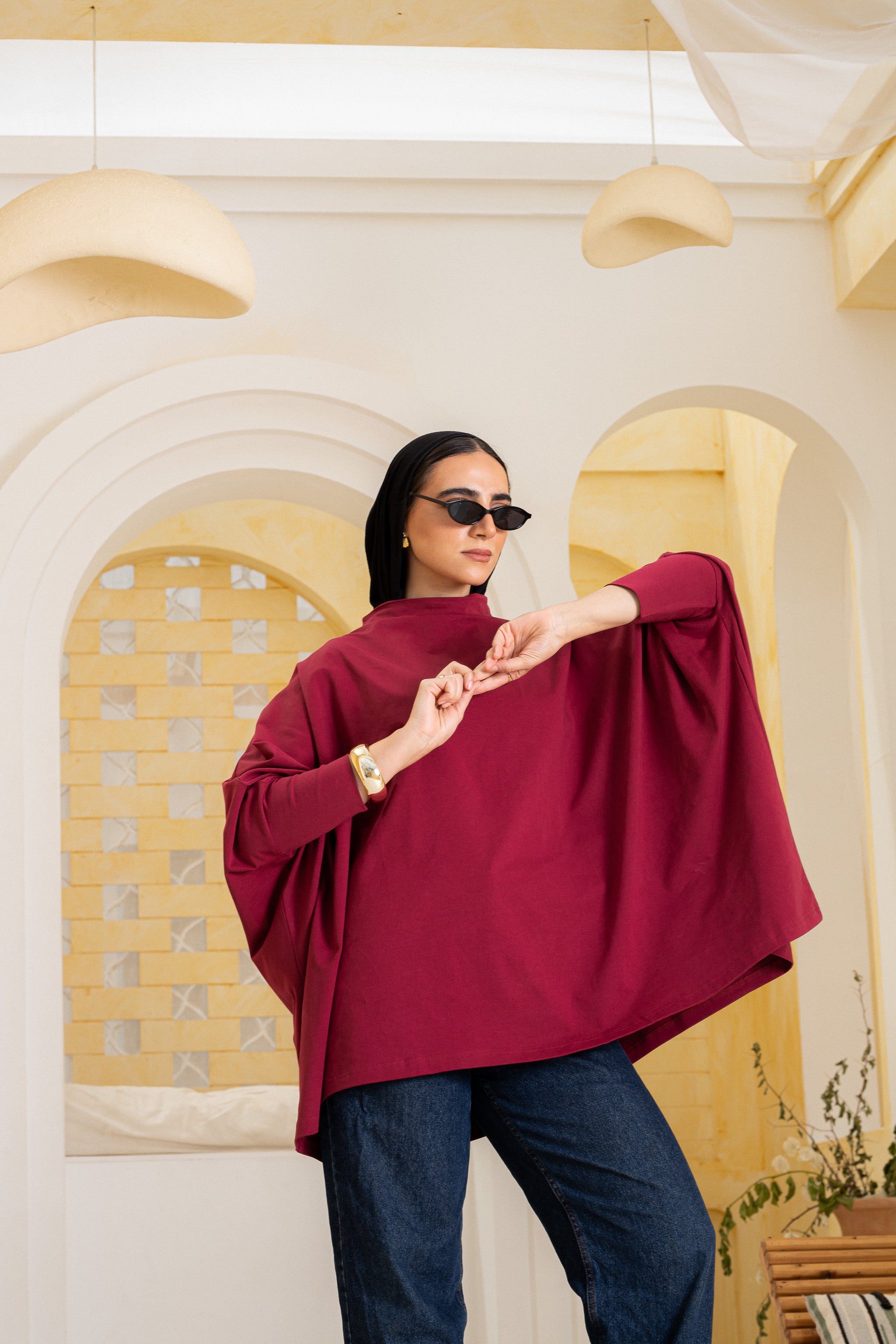 Timeless Oversized Tee -maroon