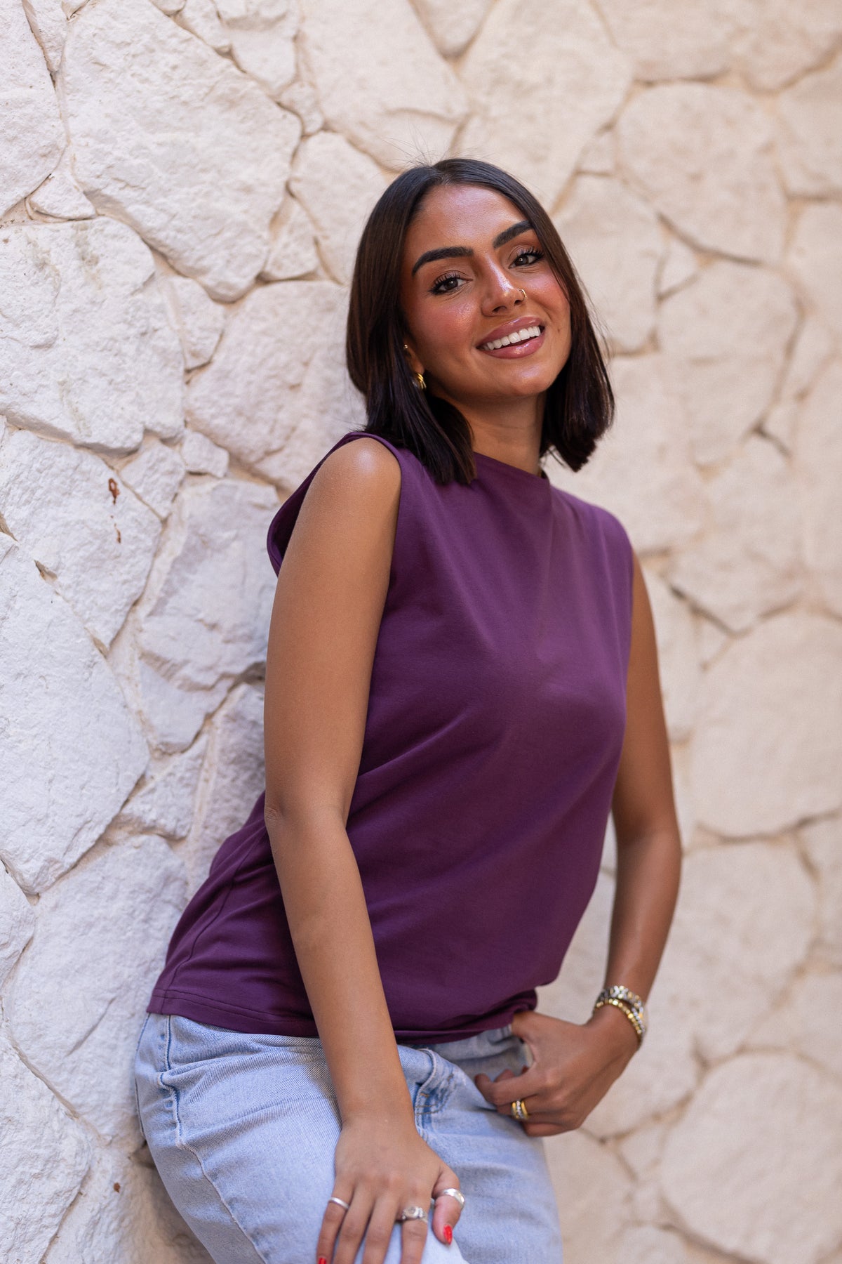 Plain Basic Top-Indigo