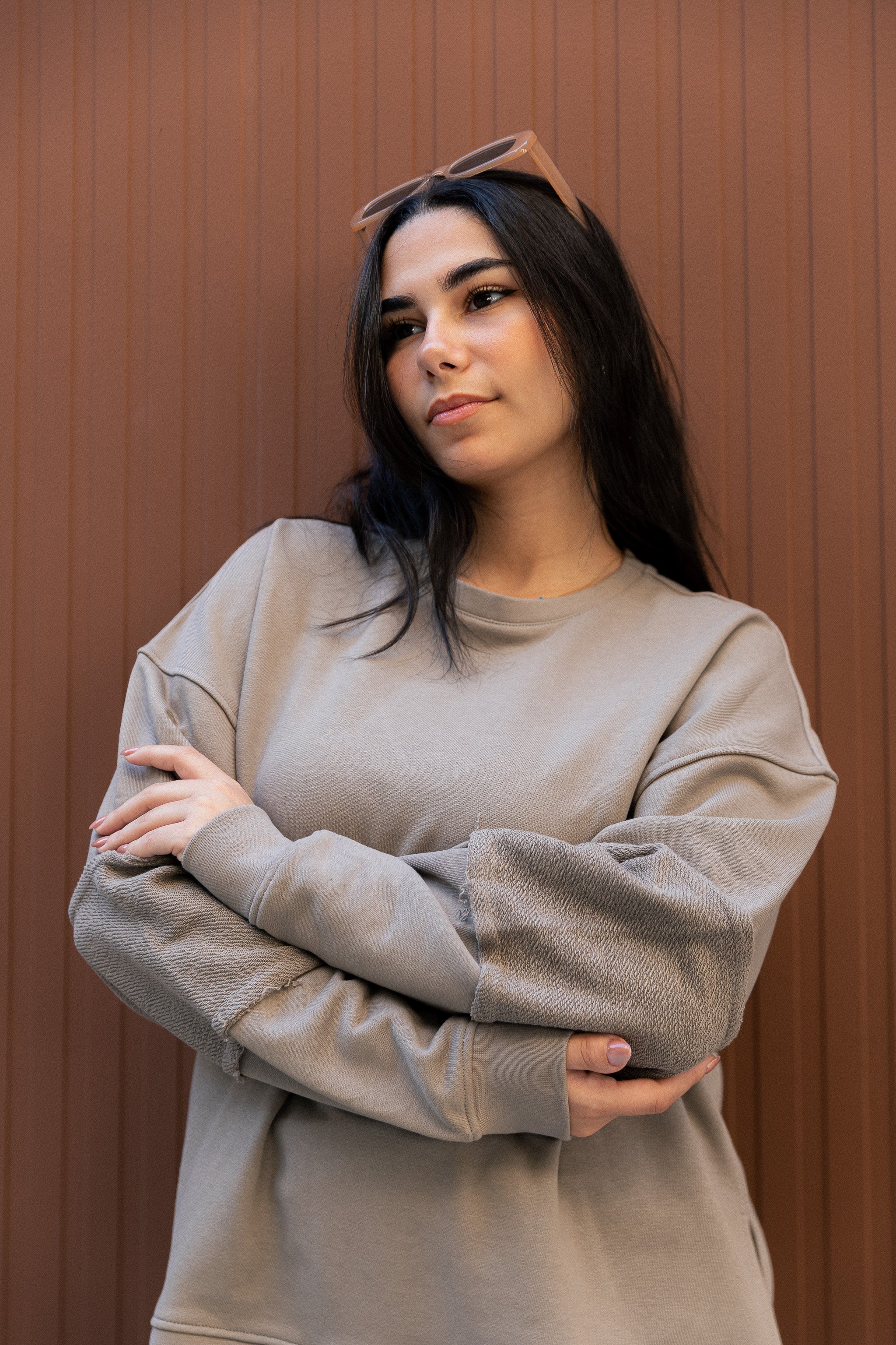 Sleeve Patch Sweatshirt - Moss Green