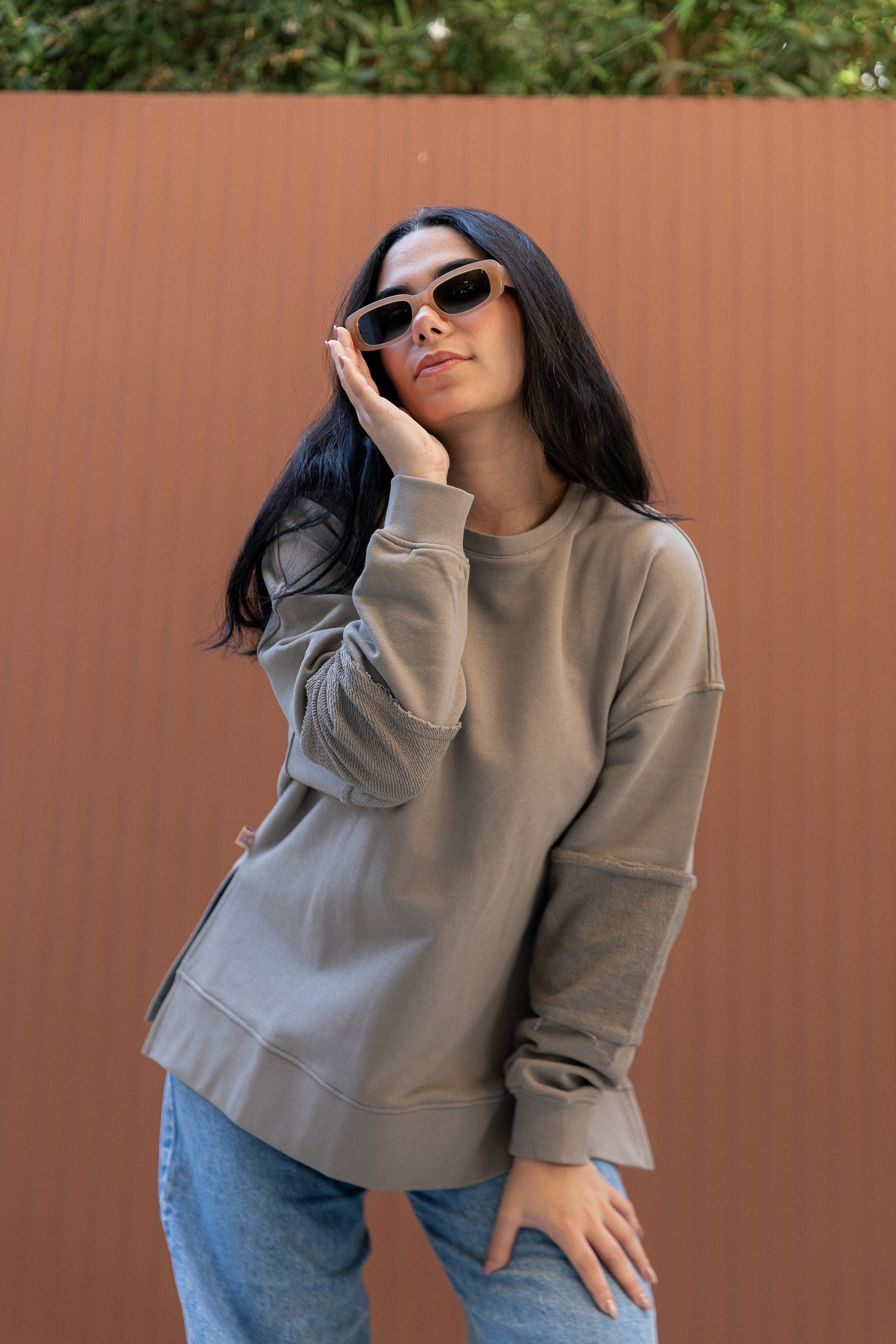 Sleeve Patch Sweatshirt - Moss Green