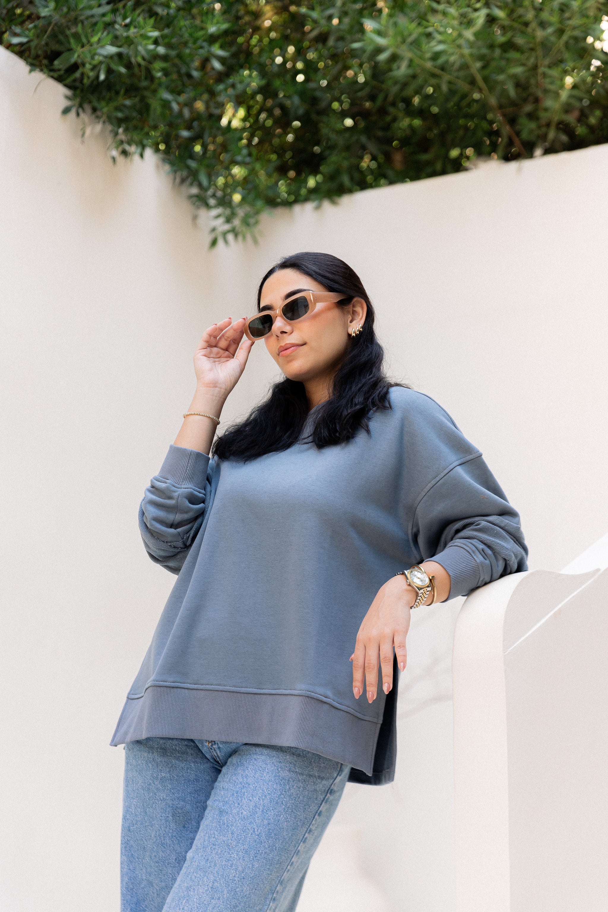 Sleeve Patch Sweatshirt - Steel