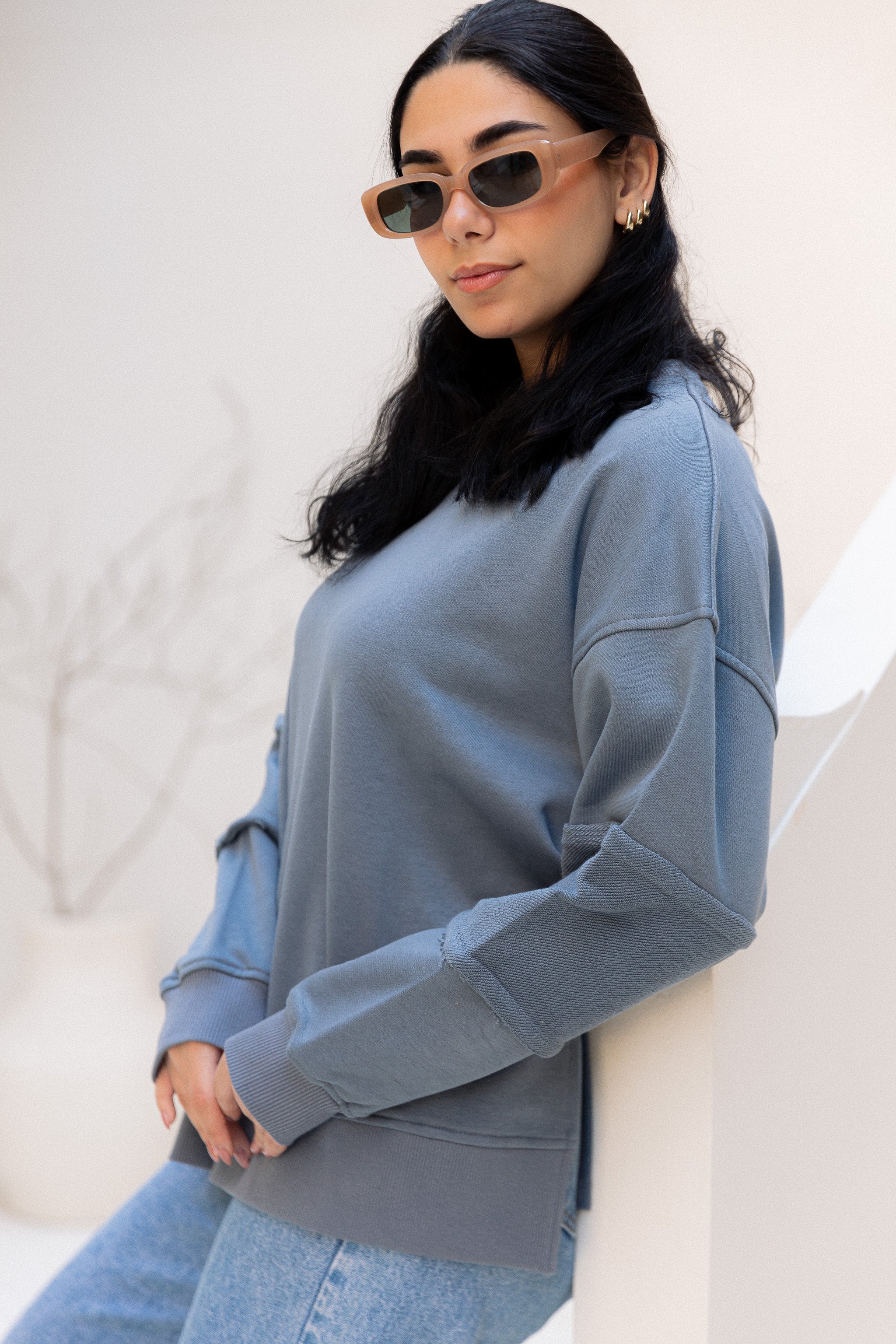 Sleeve Patch Sweatshirt - Steel