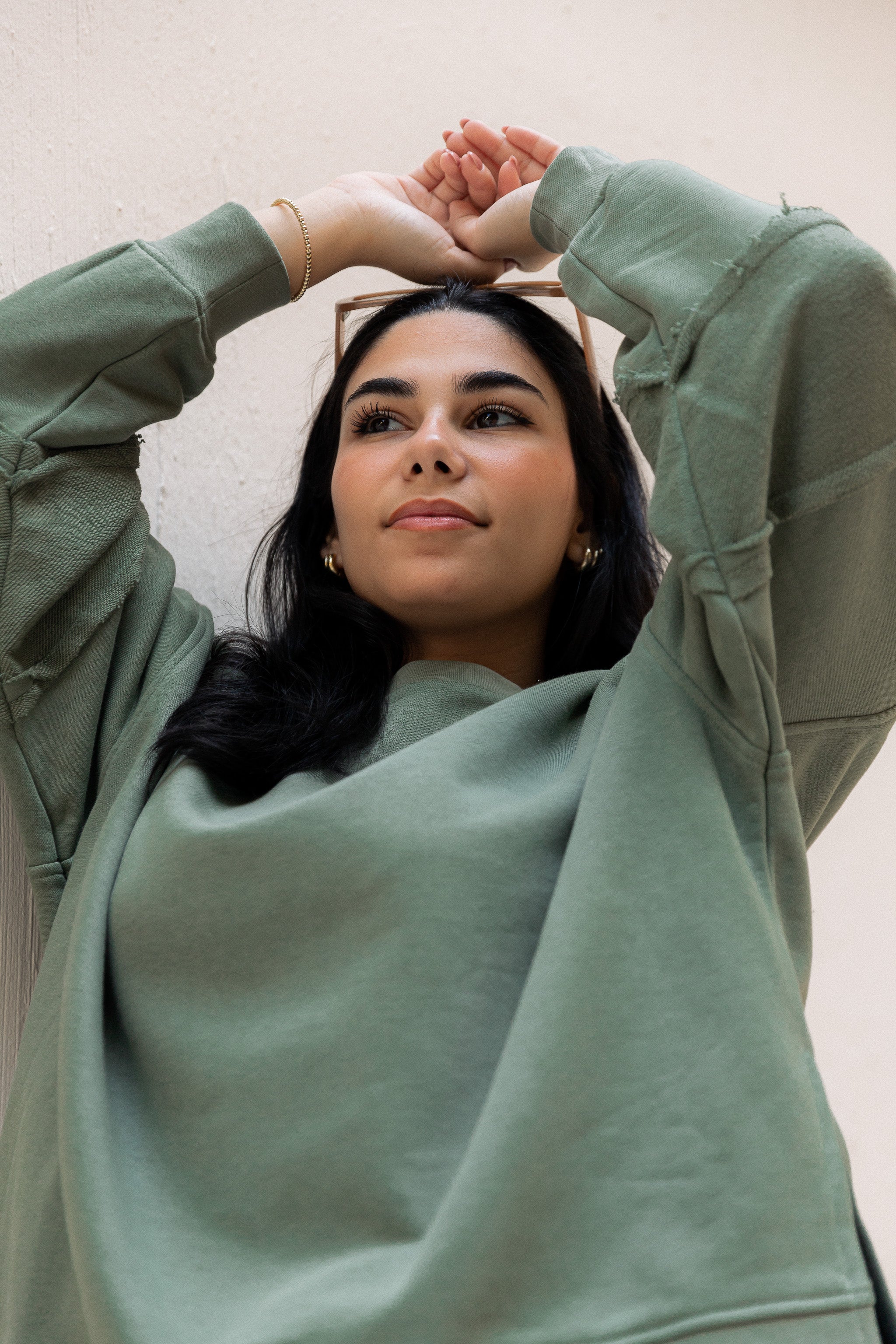 Sleeve Patch Sweatshirt - Olive