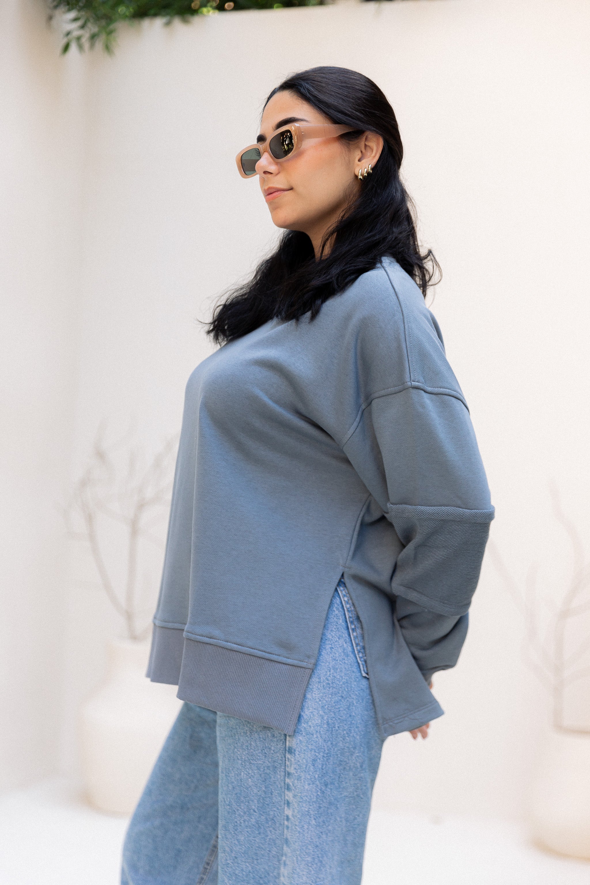 Sleeve Patch Sweatshirt - Steel