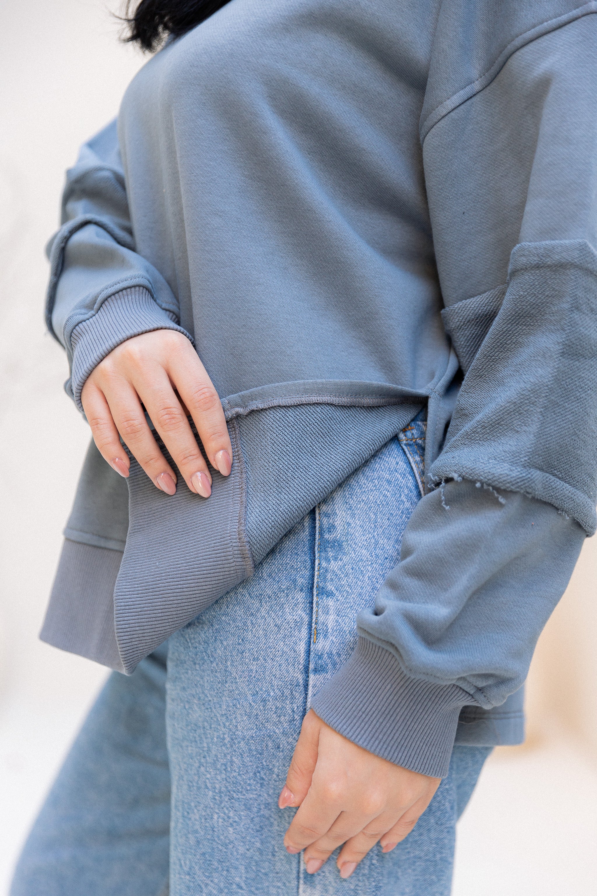 Sleeve Patch Sweatshirt - Steel