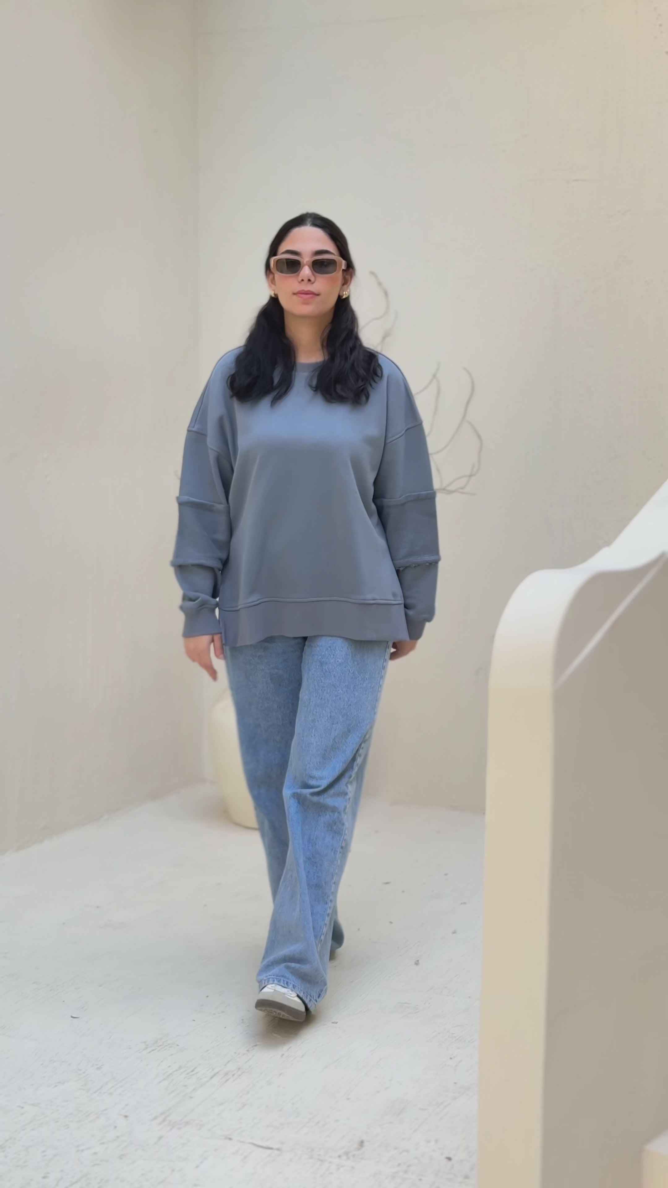 Sleeve Patch Sweatshirt - Steel
