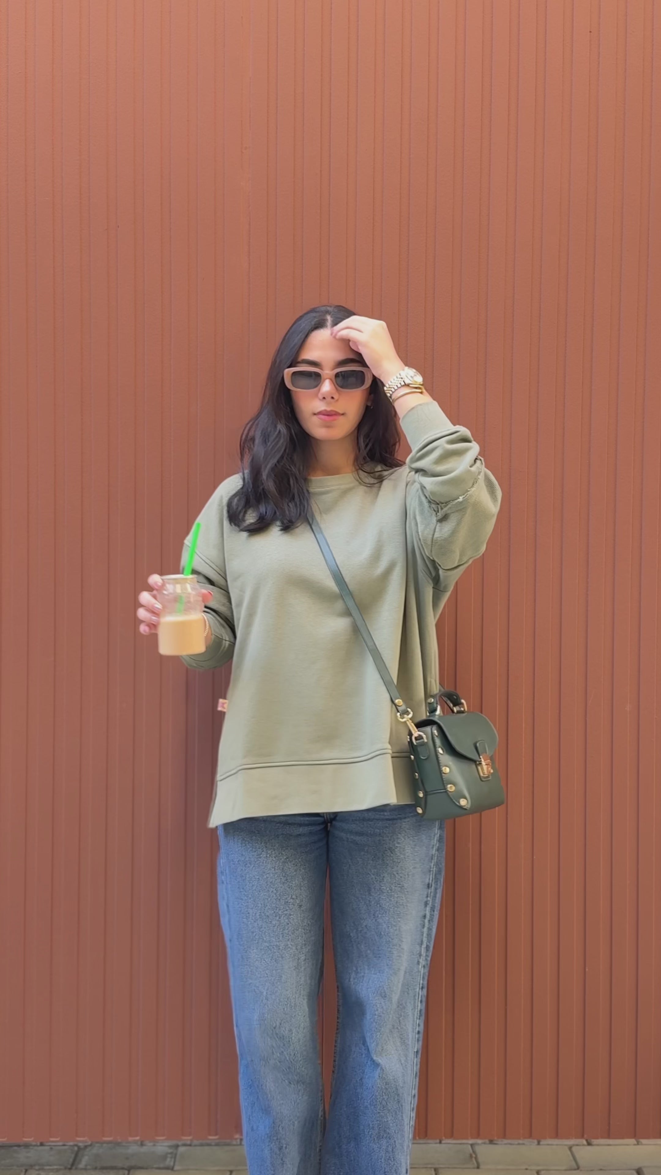Sleeve Patch Sweatshirt - Olive