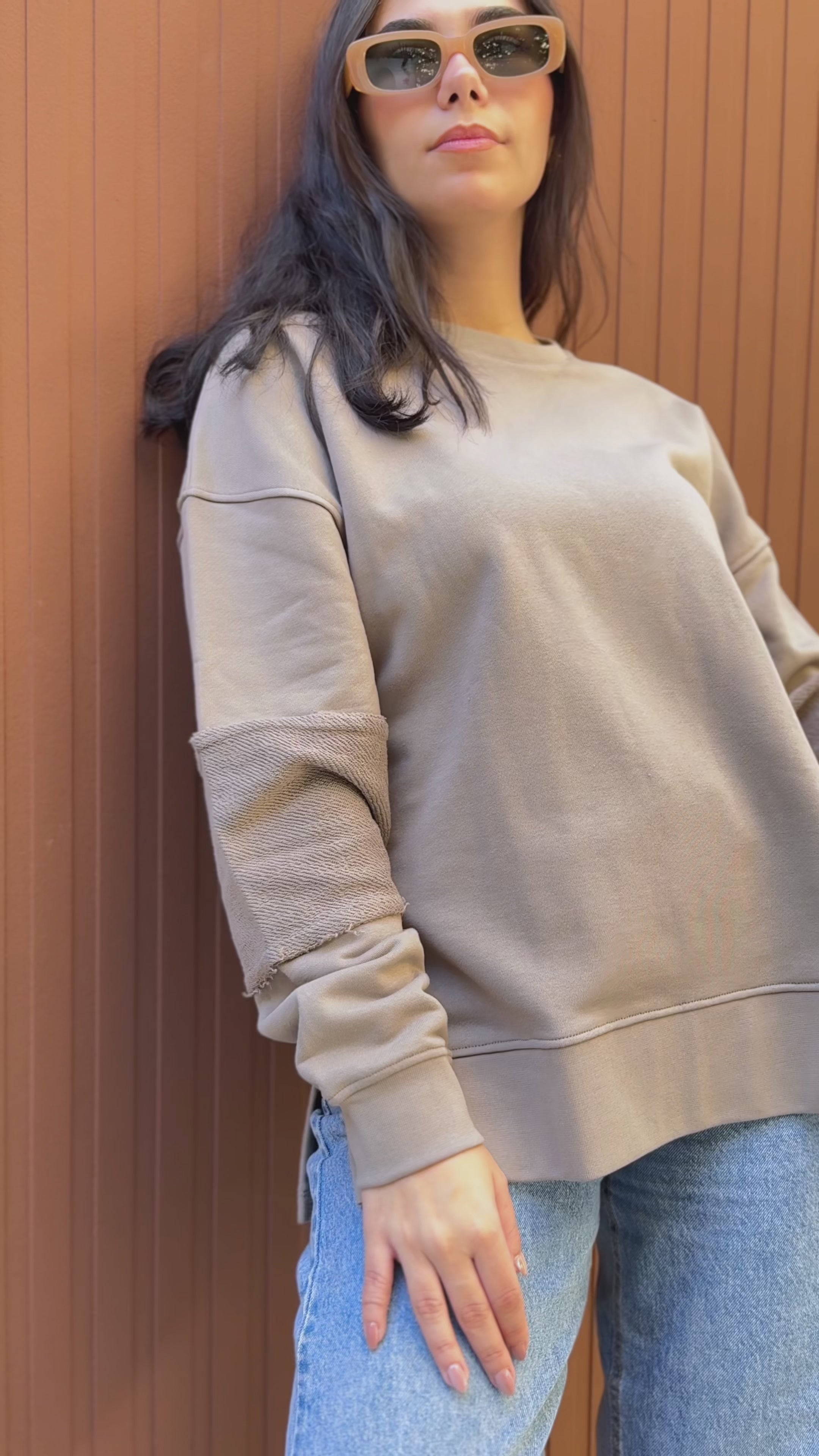 Sleeve Patch Sweatshirt - Moss Green